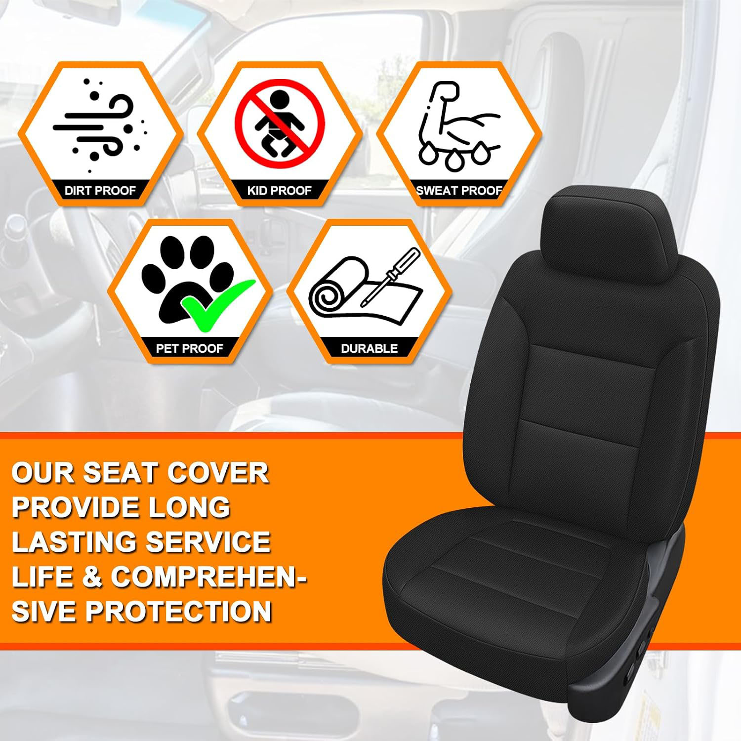 Covelta Front Seat Cover Compatible with 2019-2025 Chevy Silverado/GMC Sierra 1500