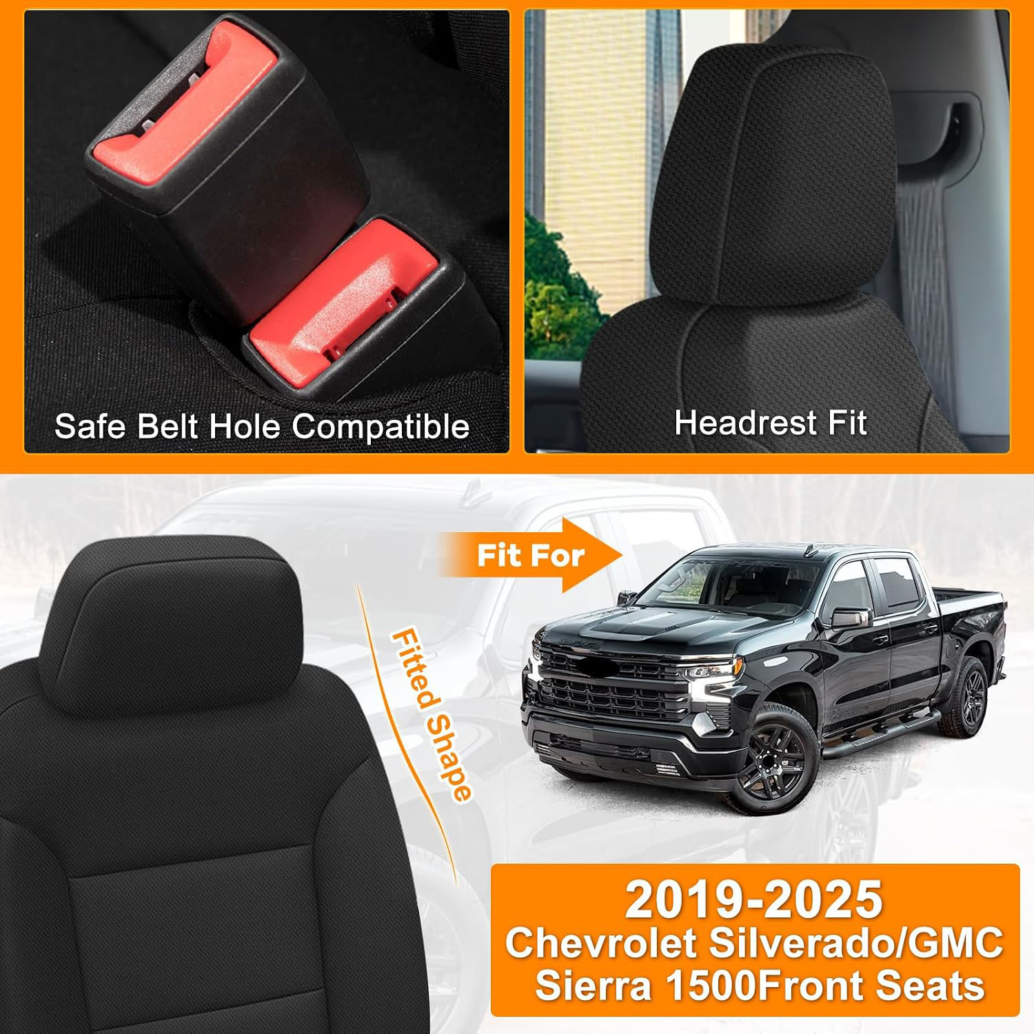 Covelta Front Seat Cover Compatible with 2019-2025 Chevy Silverado/GMC Sierra 1500