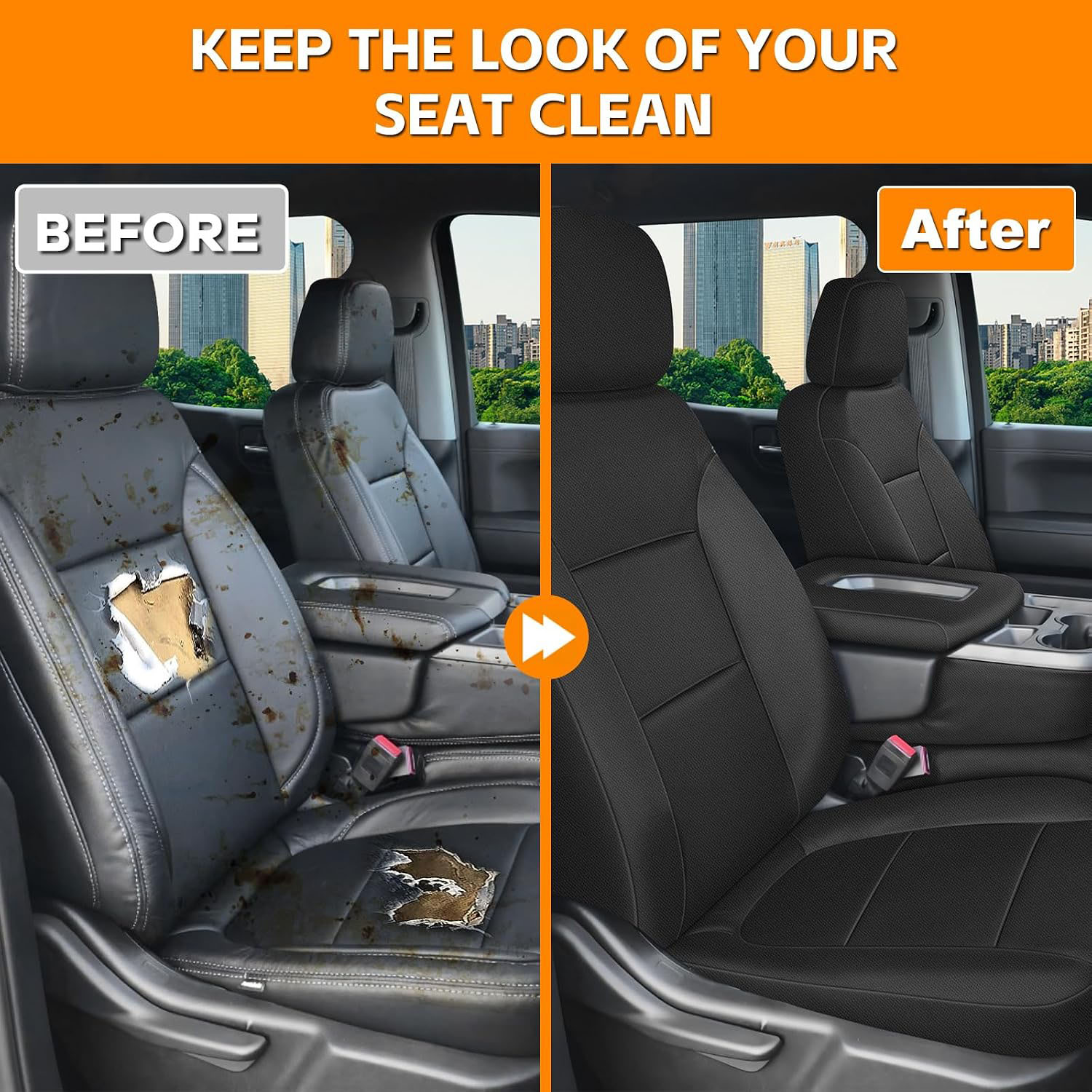 Covelta Front Seat Cover Compatible with 2019-2025 Chevy Silverado/GMC Sierra 1500