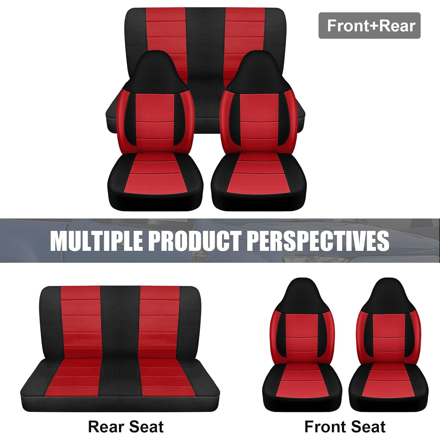 Covelta Full Set Seat Covers Compatible with 1997-2002 Jeep Wrangler TJ (Red)