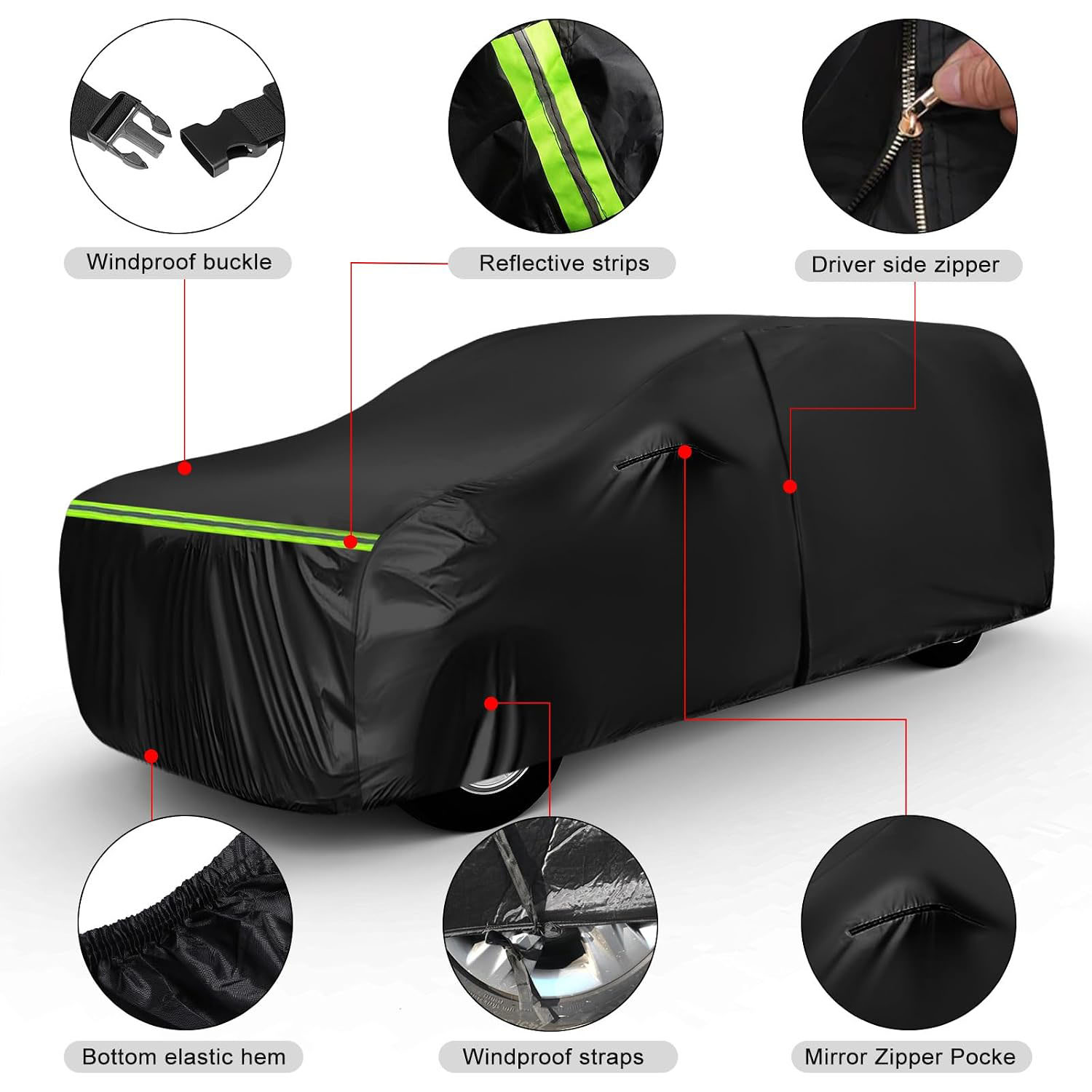 Covelta Waterproof Truck Cover for Pickup Truck with Rear Topper