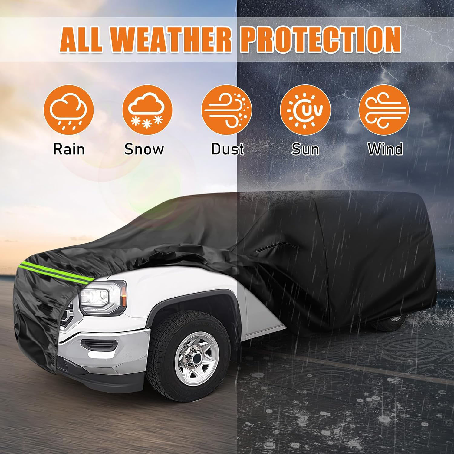 Covelta Waterproof Truck Cover for Pickup Truck with Rear Topper
