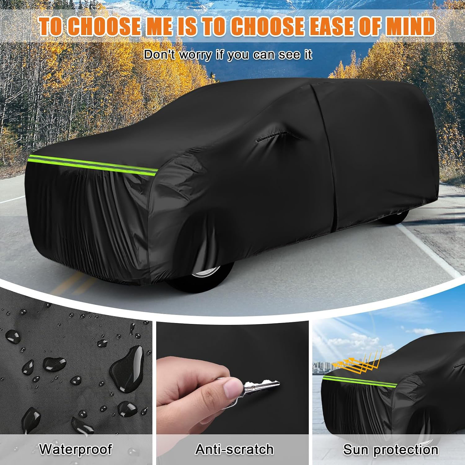 Covelta Waterproof Truck Cover for Pickup Truck with Rear Topper
