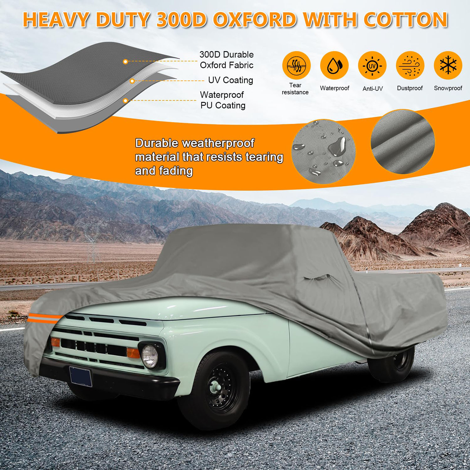 Covelta Waterproof Car Cover for 1961–1991 Ford F100 F250 2-Door Regular Cab 8ft Long Bed Truck