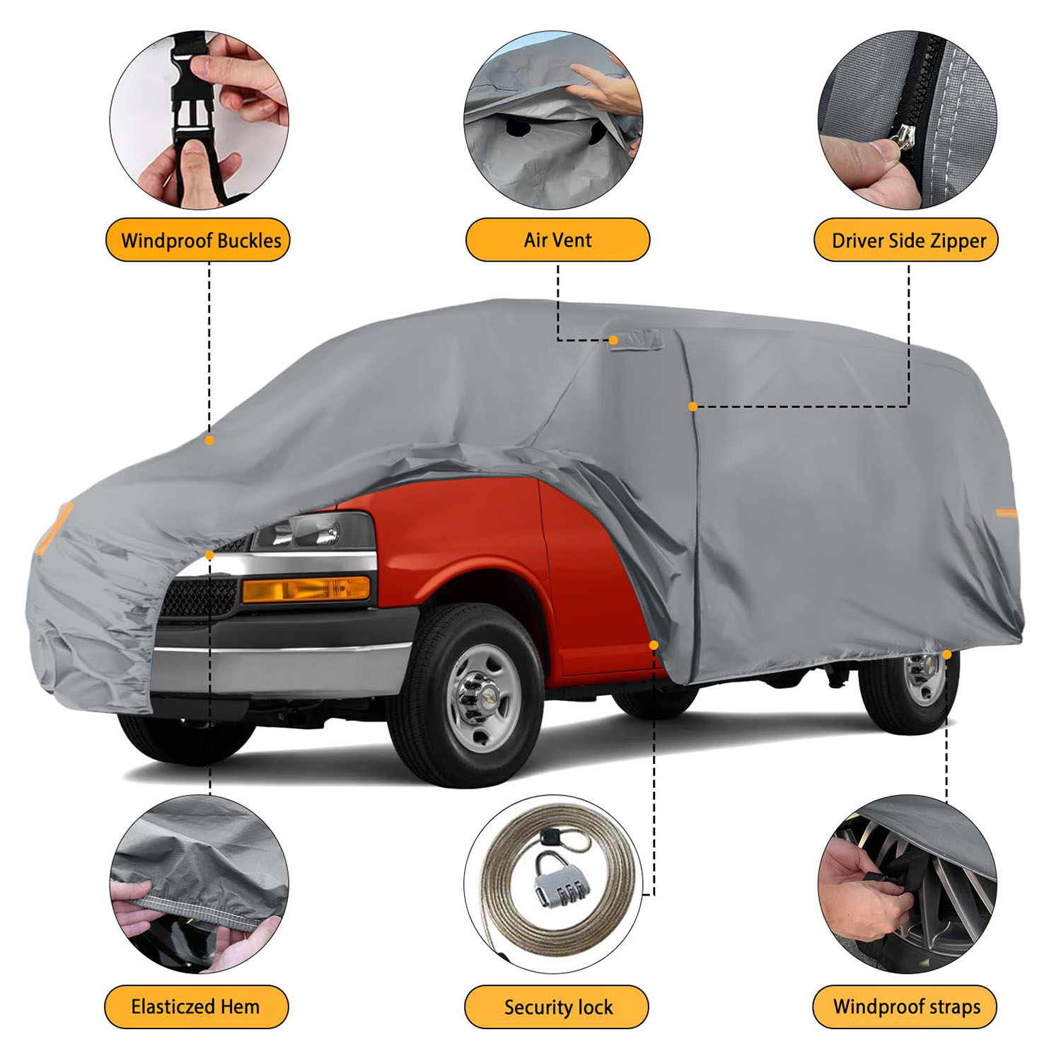 Covelta Full Van Cover for 2003–2025 Chevy Express GMC Savana Cargo Van Extended Length LWB