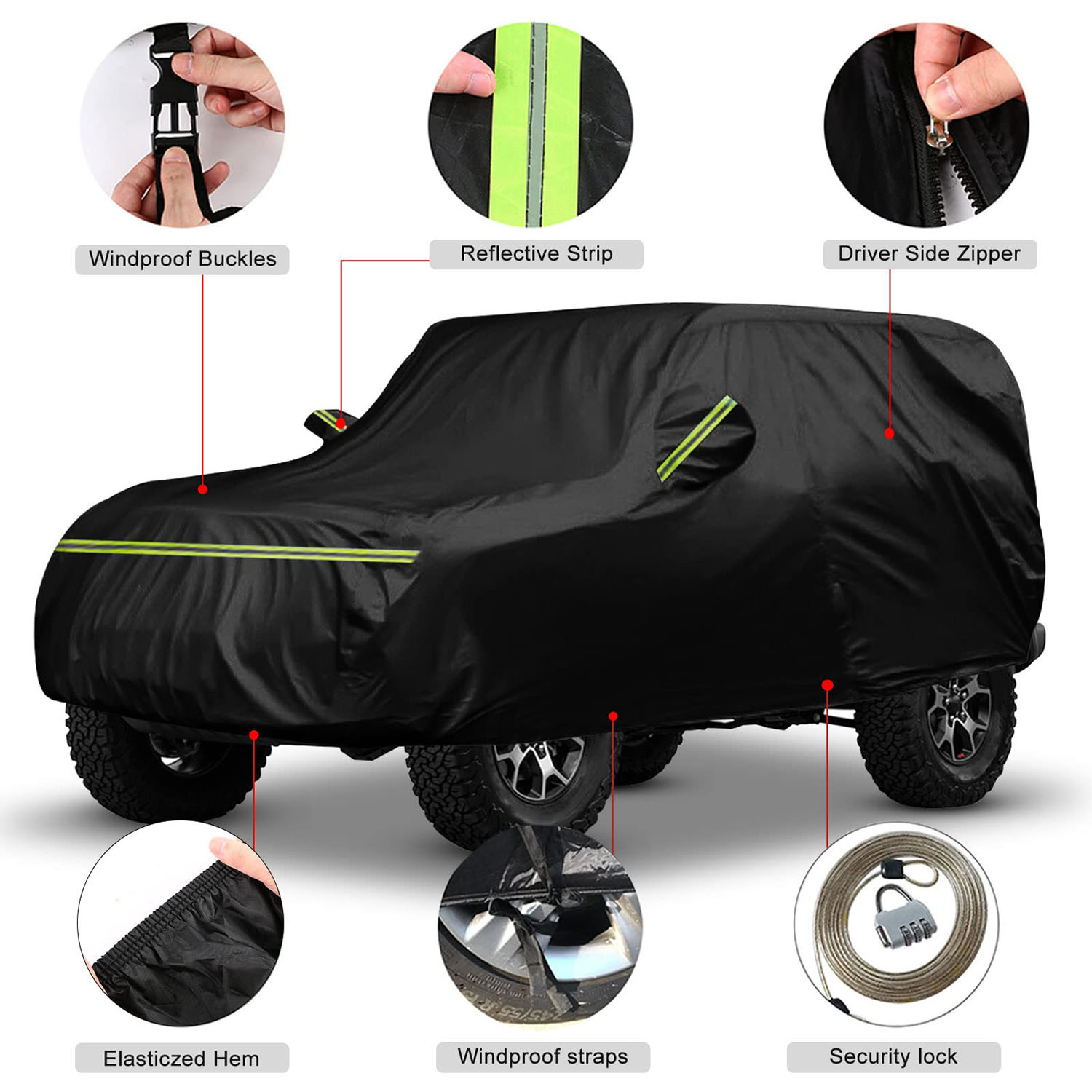 Covelta Full Car Cover for 2007–2026 Jeep Wrangler 2 Door JK JL CJ YJ TJ