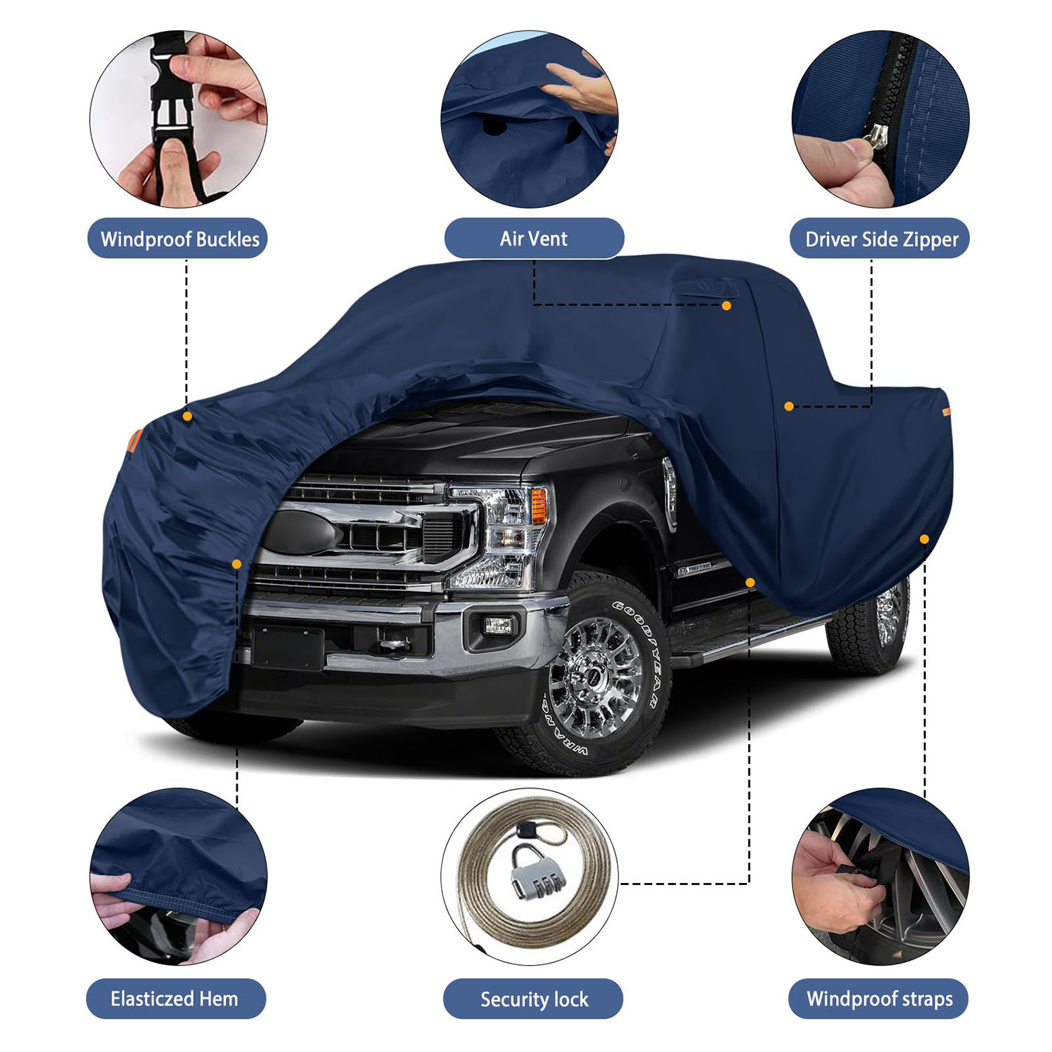 Covelta Waterproof Truck Covers Replace for F-Series/Silverado/Ram CrewCab 6.5 ft