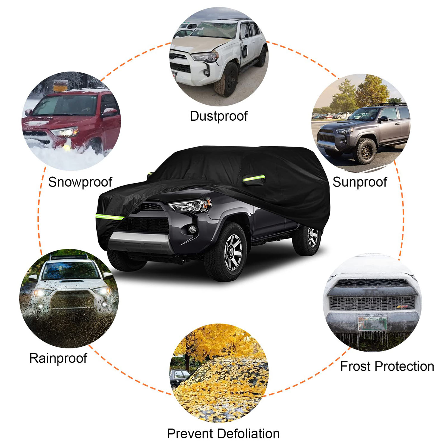 Covelta Full Car Cover for 2002–2026 Toyota 4Runner（Black）