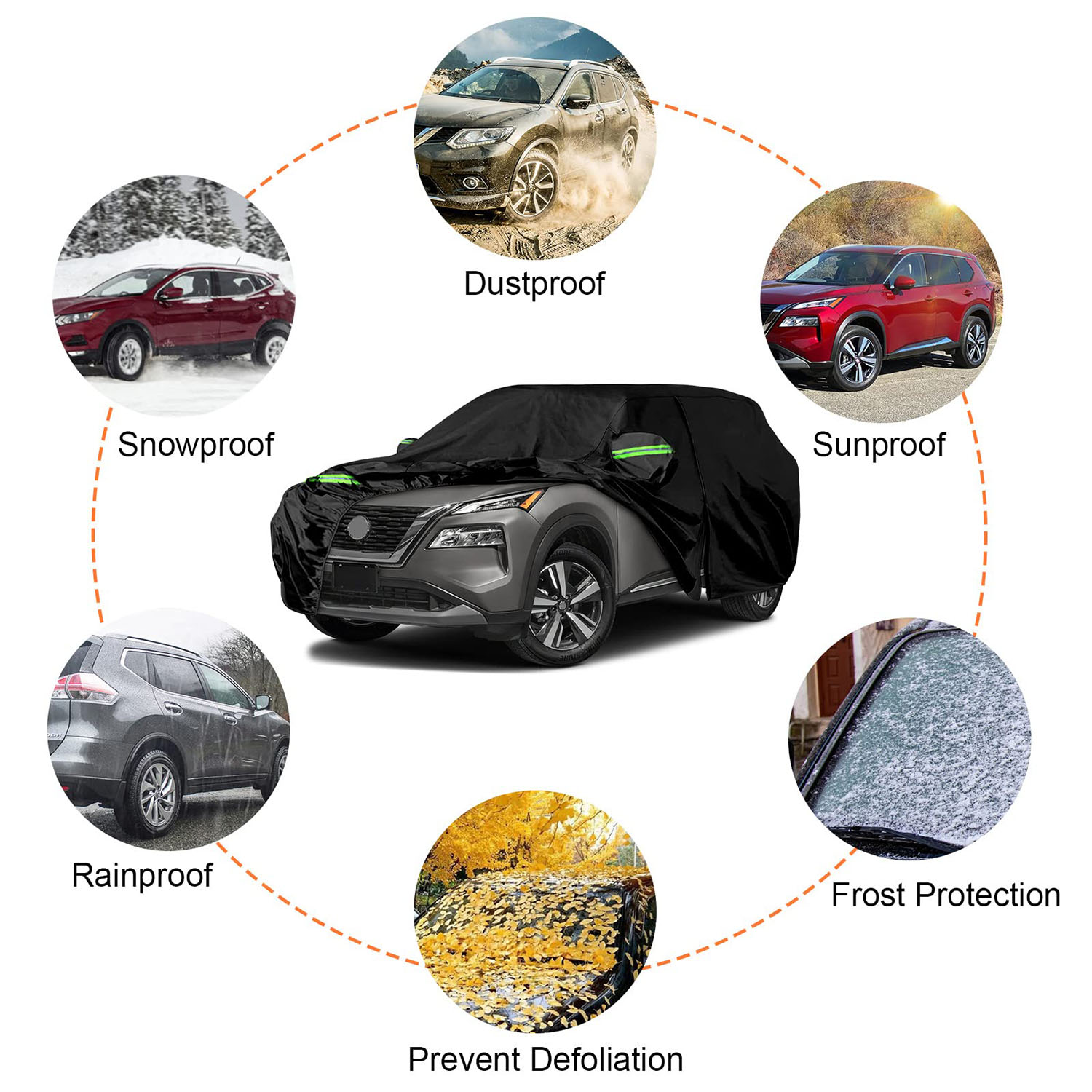 Covelta Full Car Cover for 2008–2026 Nissan Rogue （Black）