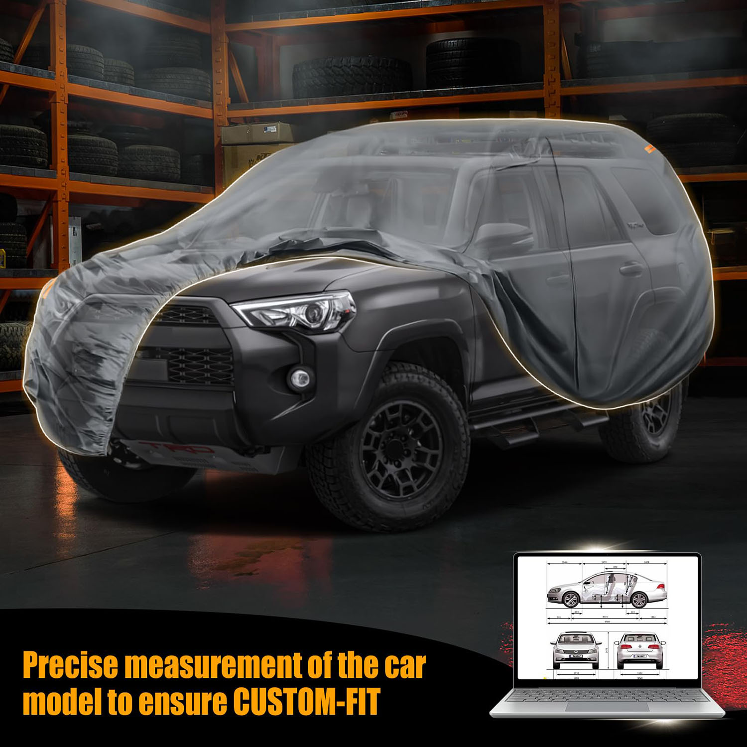 Covelta Car Cover for 2002–2026 Toyota 4Runner（Gray）