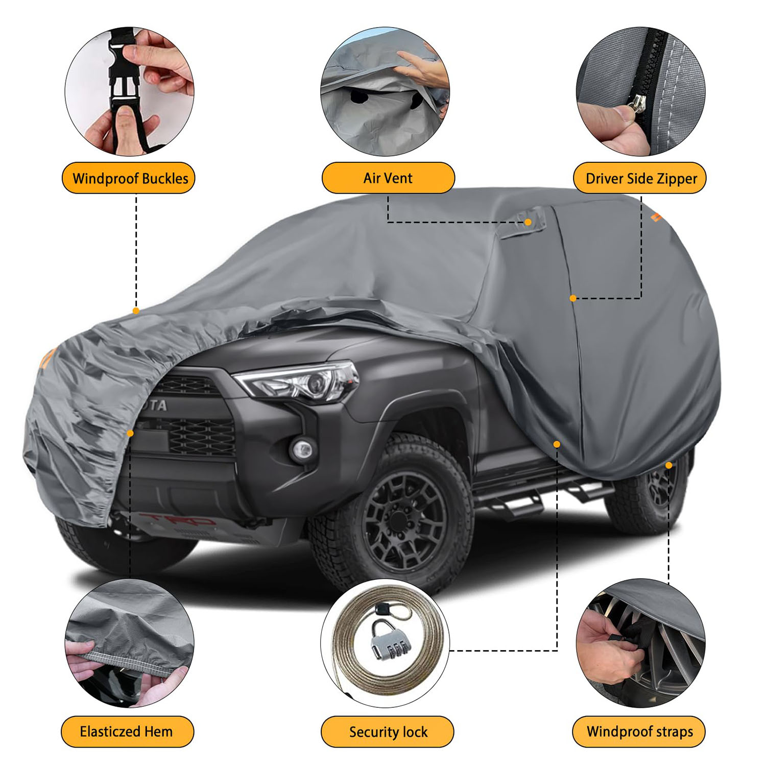 Covelta Car Cover for 2002–2026 Toyota 4Runner（Gray）
