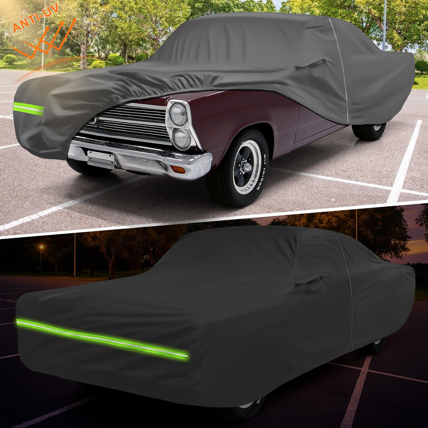 Covelta Full Car Cover for Ford Fairlane Sedan Hardtop 1955-1959 1962-1970 (Charcoal)