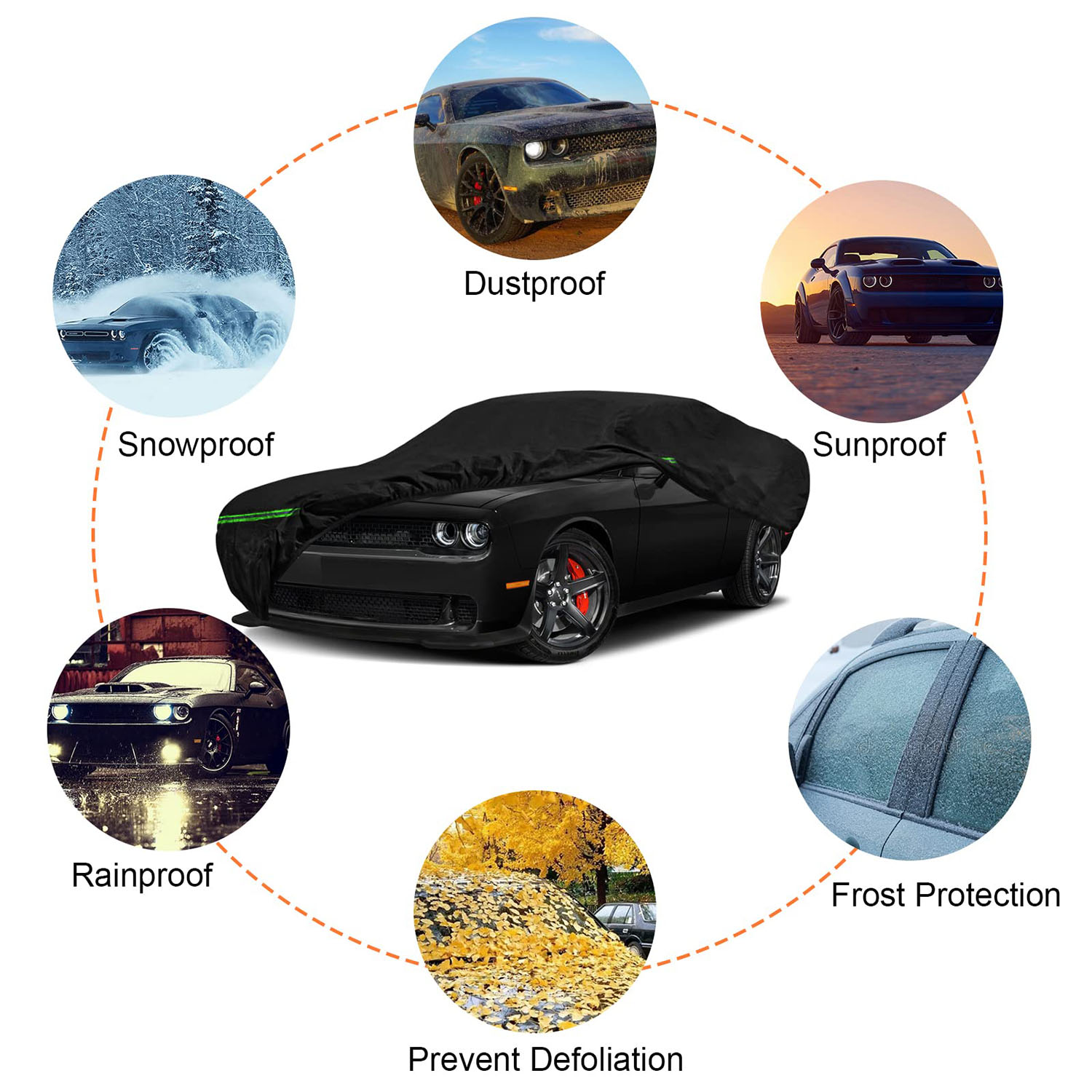 Covelta Waterproof Car Cover for 2008–2026 Dodge Challenger 