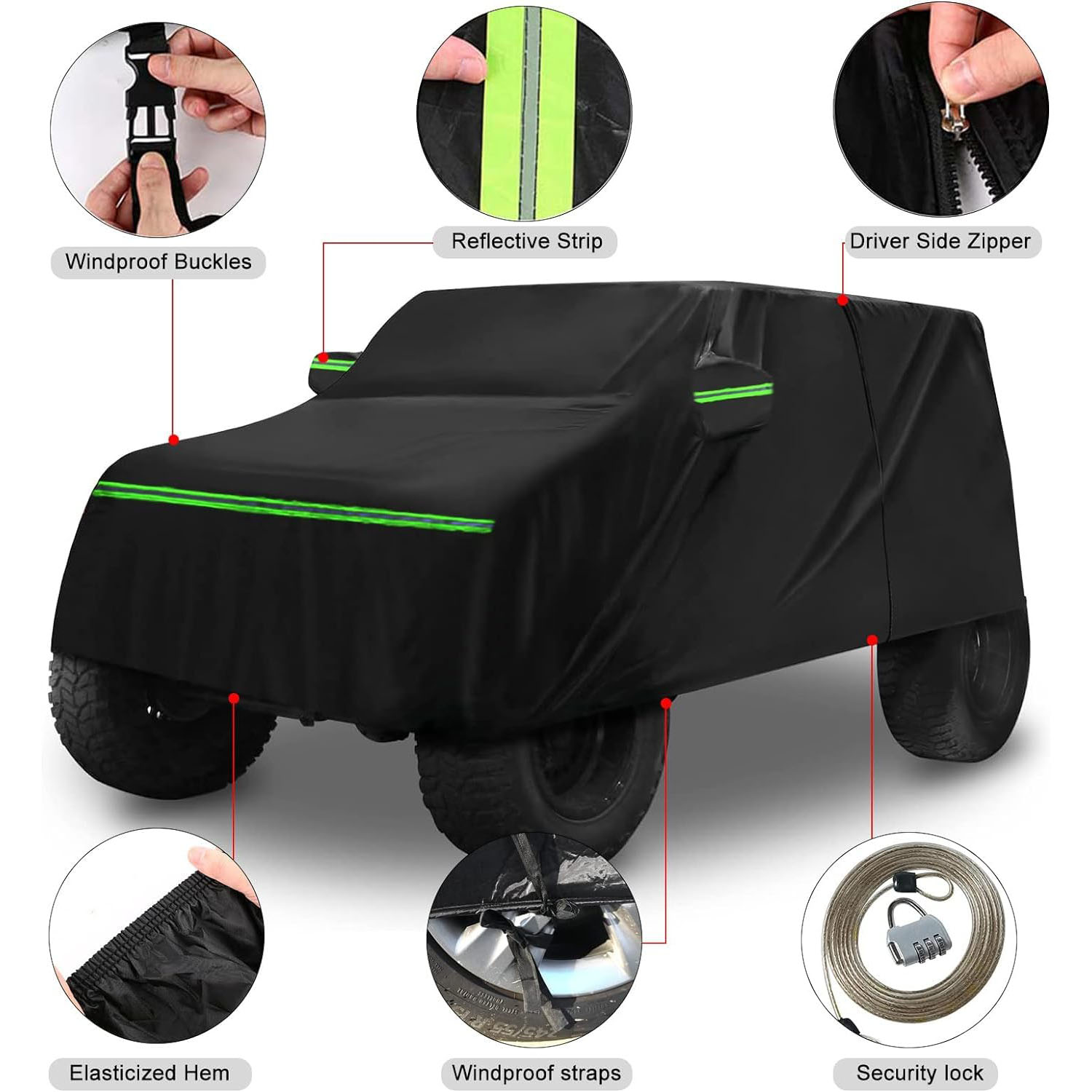 Covelta Waterproof Full Car Cover for 1987–2006 Jeep Wrangler YJ/TJ 2 Door