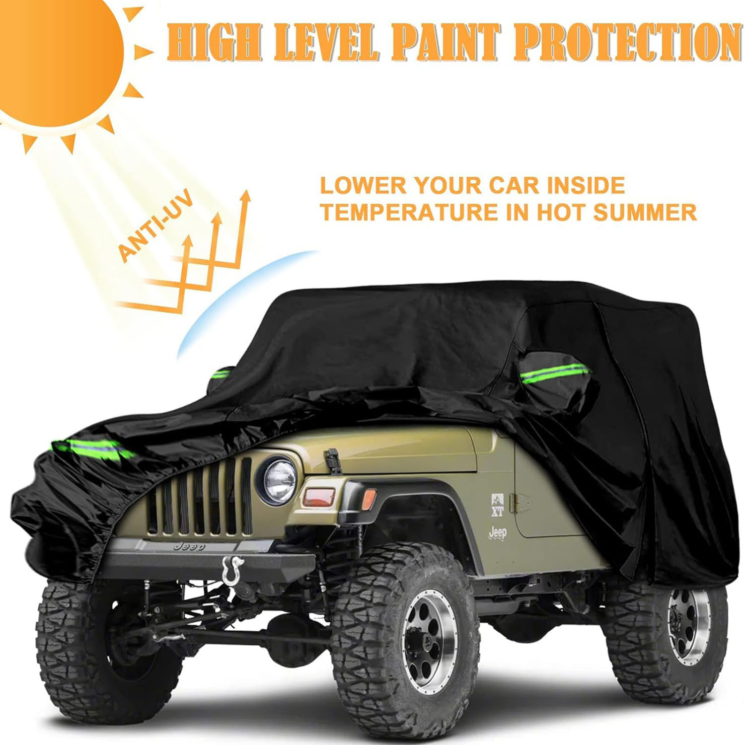 Covelta Waterproof Full Car Cover for 1987–2006 Jeep Wrangler YJ/TJ 2 Door