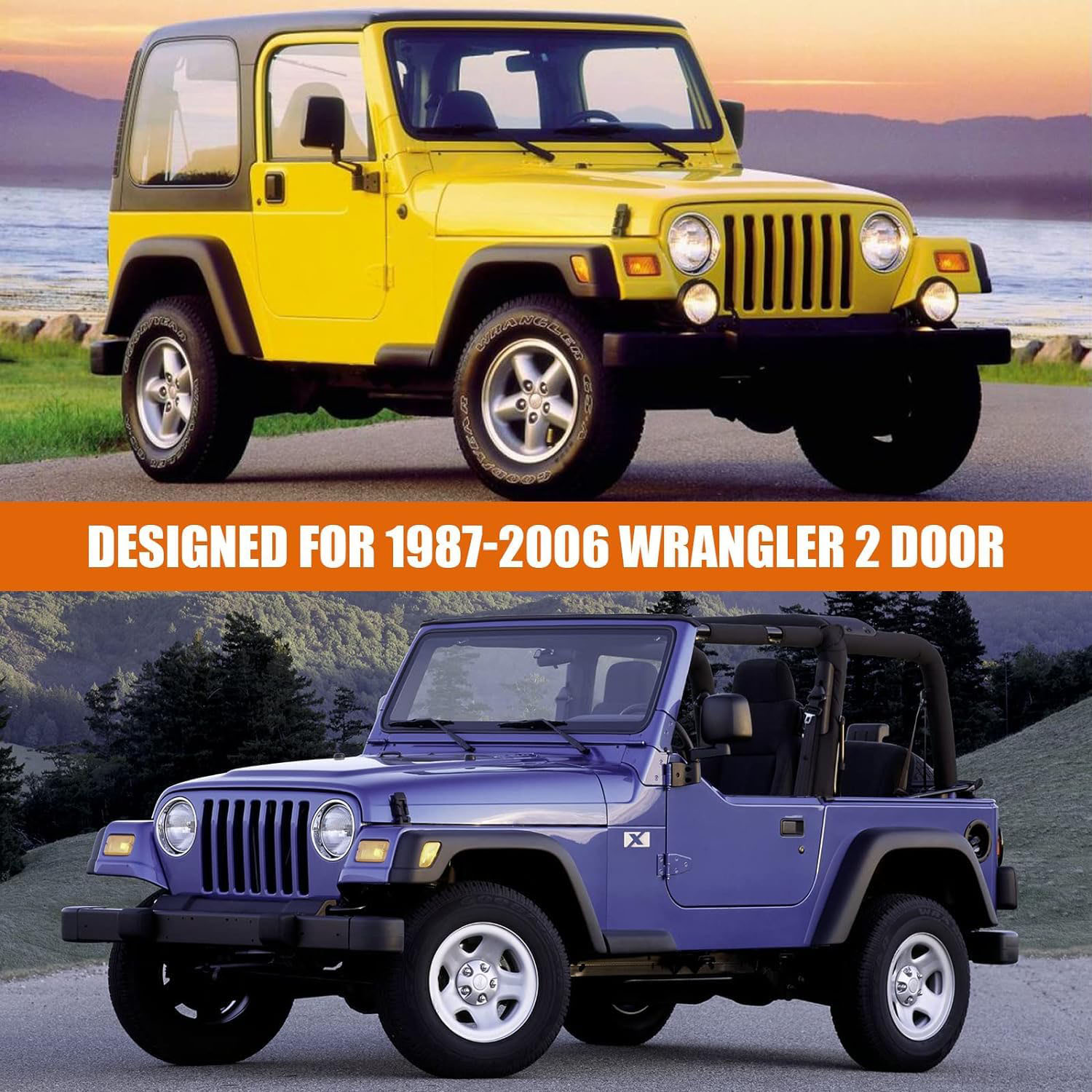 Covelta Waterproof Full Car Cover for 1987–2006 Jeep Wrangler YJ/TJ 2 Door