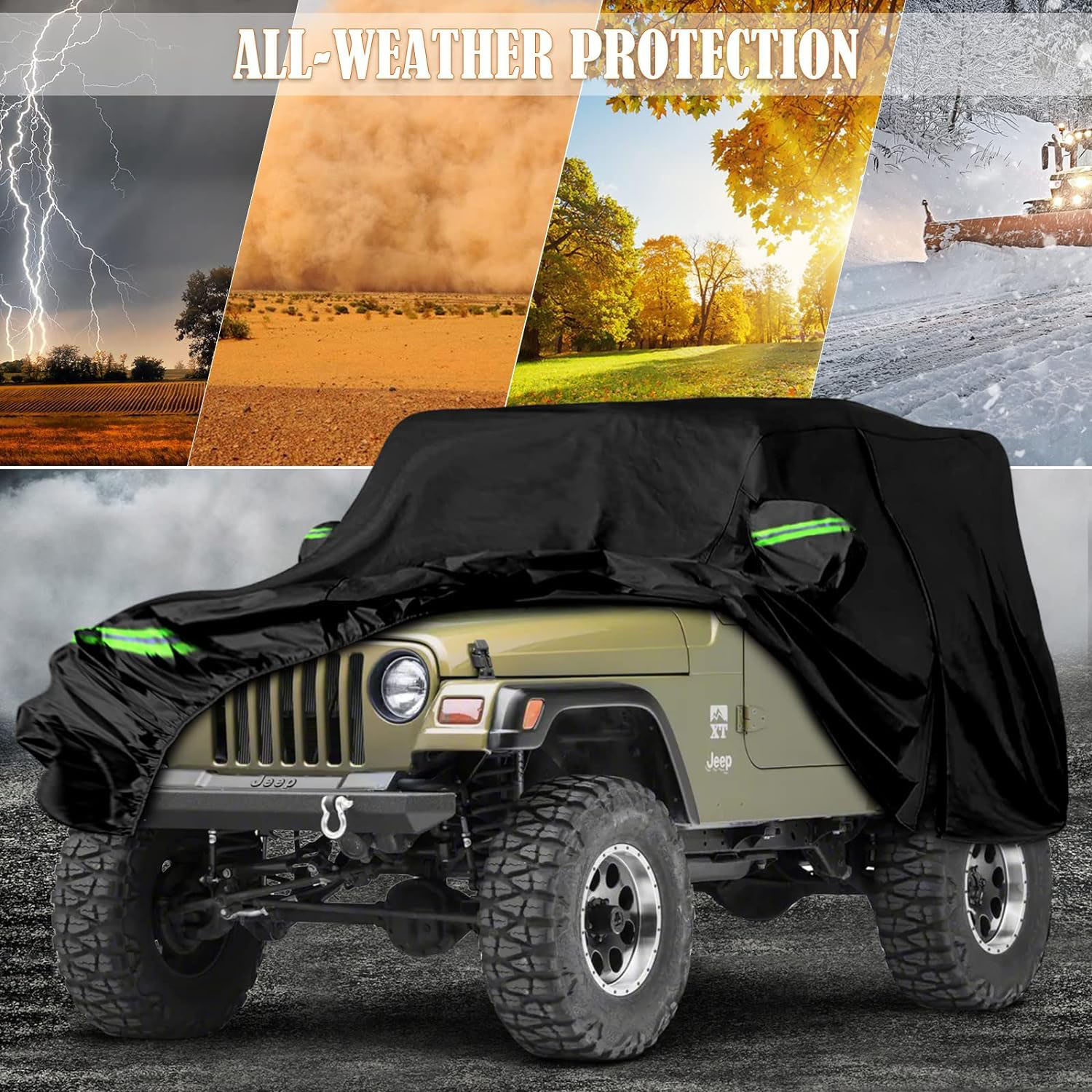 Covelta Waterproof Full Car Cover for 1987–2006 Jeep Wrangler YJ/TJ 2 Door