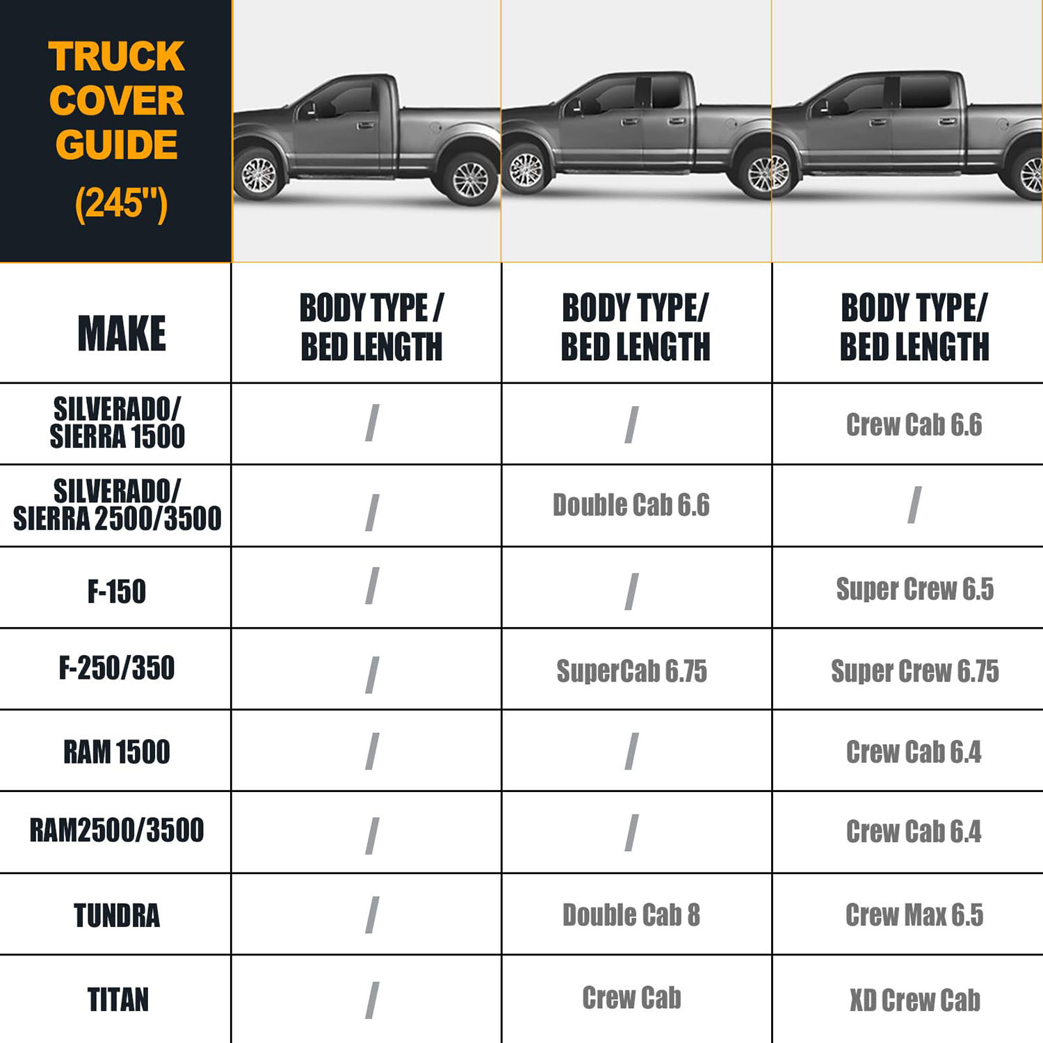 Covelta Waterproof Truck Cover for F-Series / Silverado / Ram Crew Cab 6.5 ft Bed