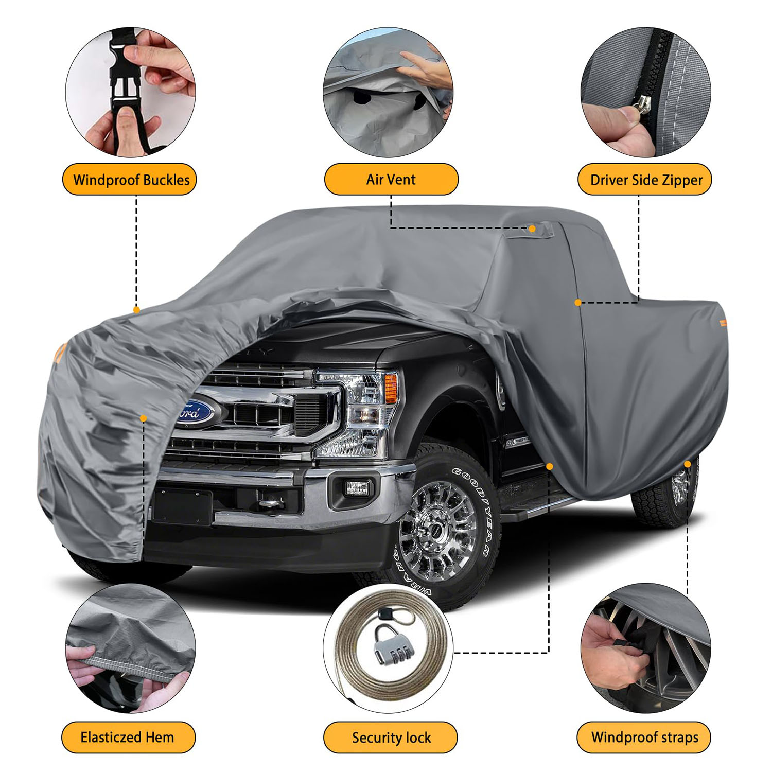 Covelta Waterproof Truck Cover for F-Series / Silverado / Ram Crew Cab 6.5 ft Bed