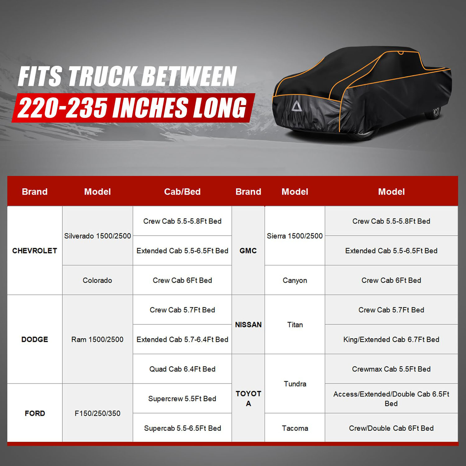 Covelta Hail Protector Truck Cover for 220–235 Inch Trucks