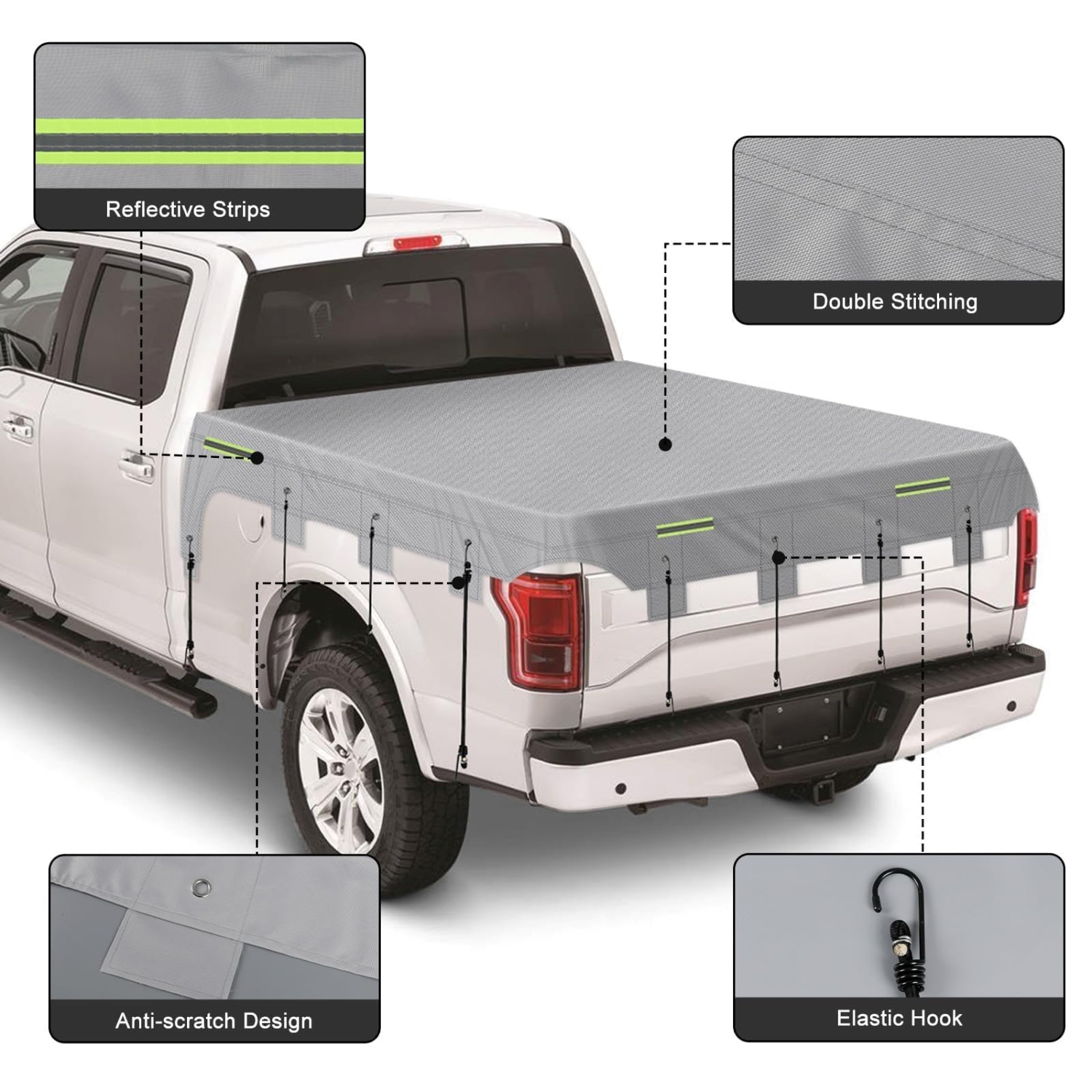 Covelta Truck Bed Tarp Cover for Mid Size Pickup Trucks 6ft Bed