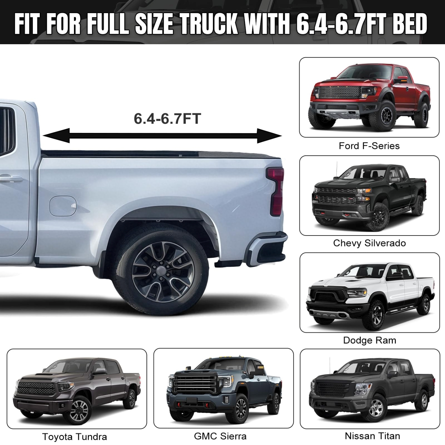 Covelta Truck Bed Tarp Cover for Full Size Pickup Trucks 6.4ft Bed