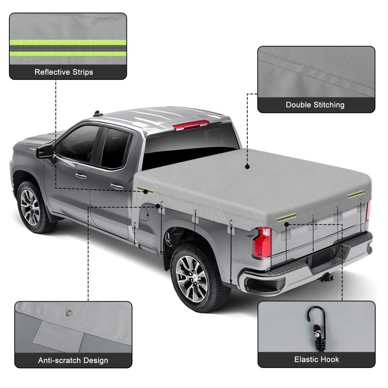 Covelta Truck Bed Tarp Cover for Full Size Pickup Trucks 6.4ft Bed