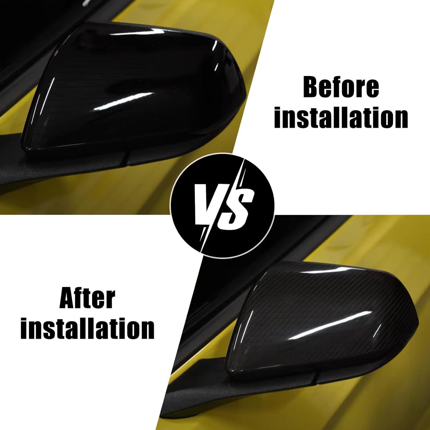 Covelta Carbon Fiber Mirror Cover Caps Replacement for 2015-2024 Ford Mustang Without Turn Signal