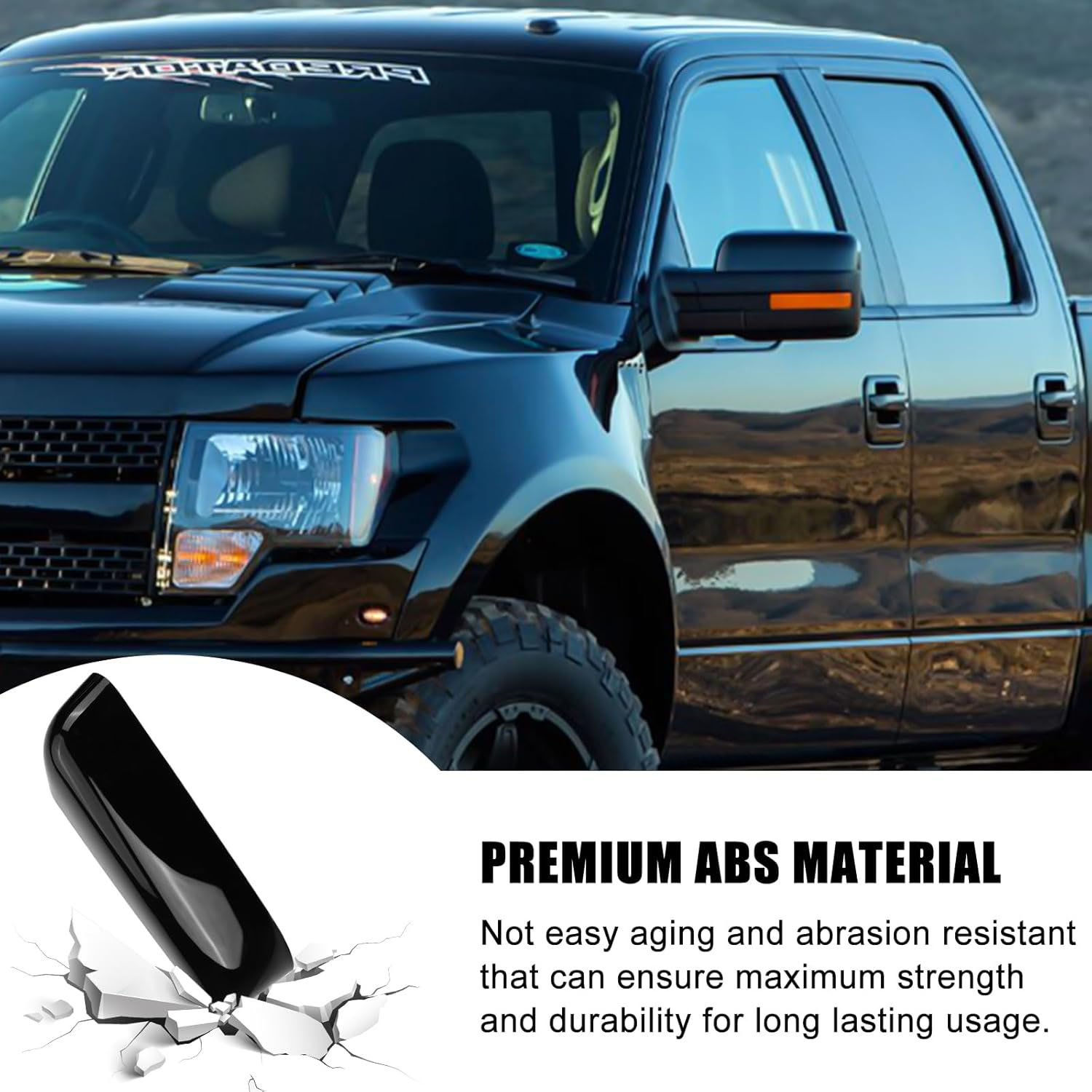 Covelta Gloss Black Top Half Mirror Cover Caps Replacement for 2009-2014 Ford F-150