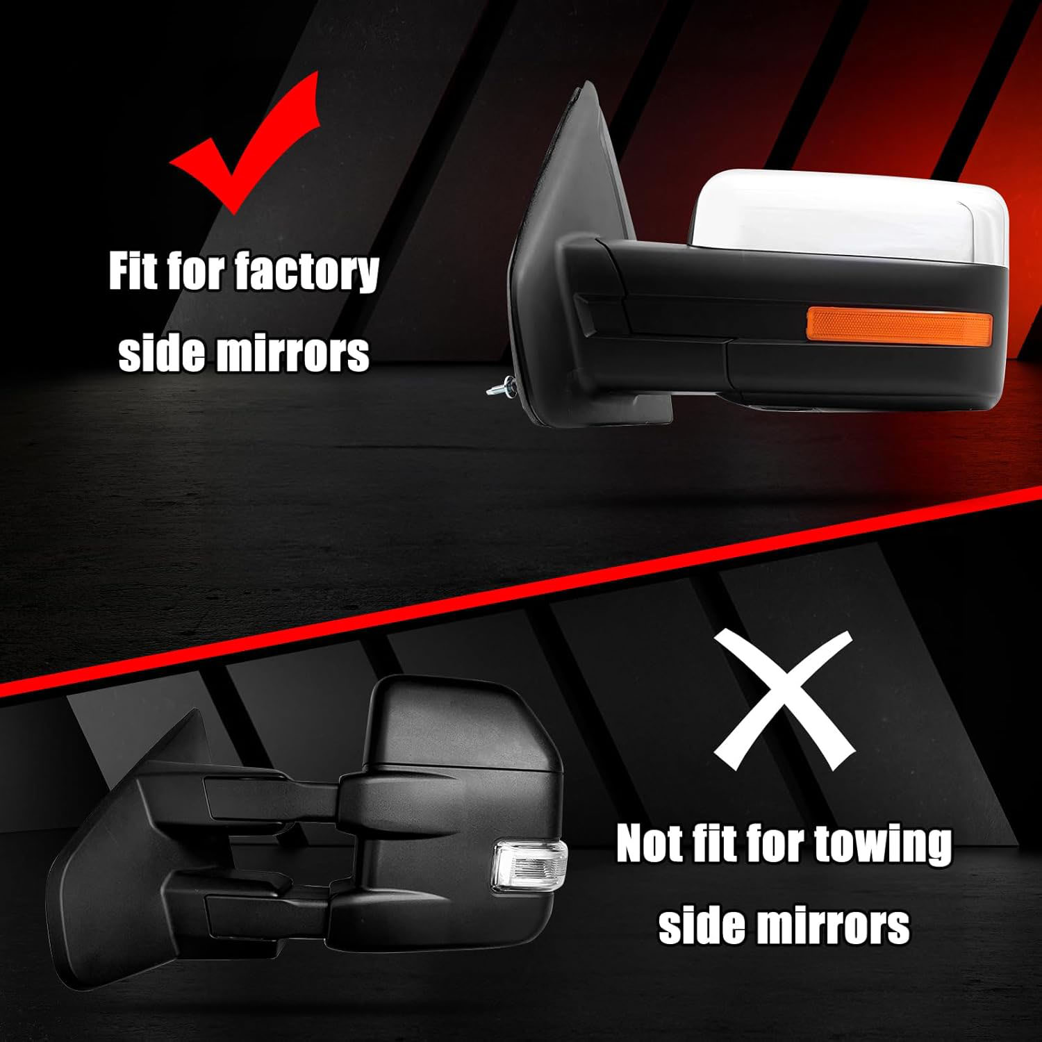 Covelta Gloss Black Top Half Mirror Cover Caps Replacement for 2009-2014 Ford F-150