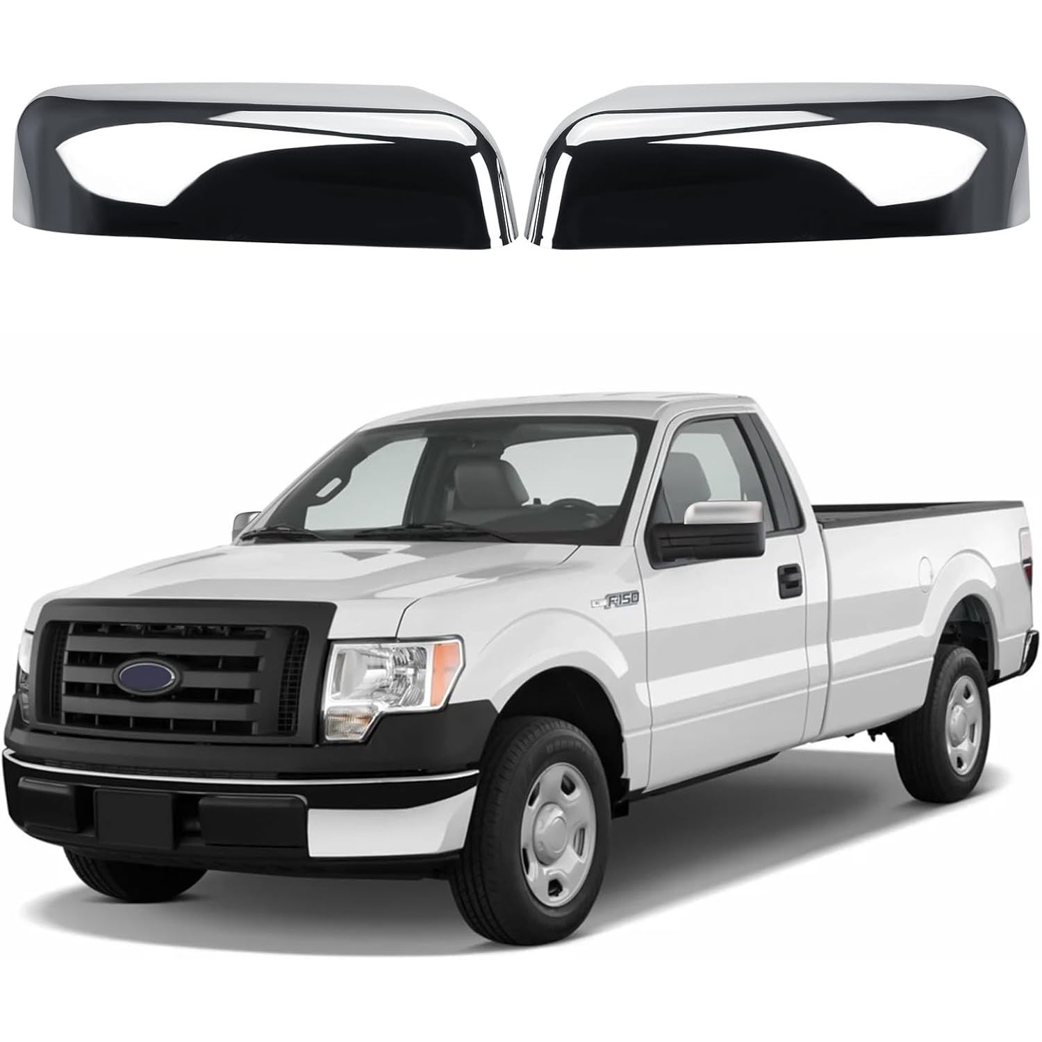 Covelta Chrome Top Half Mirror Cover Caps Replacement for 2009-2014 Ford F-150