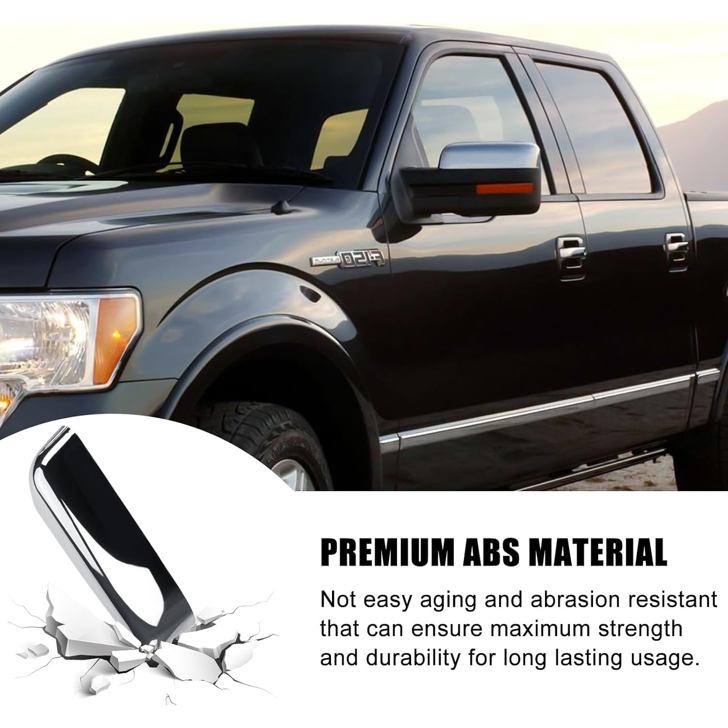 Covelta Chrome Top Half Mirror Cover Caps Replacement for 2009-2014 Ford F-150
