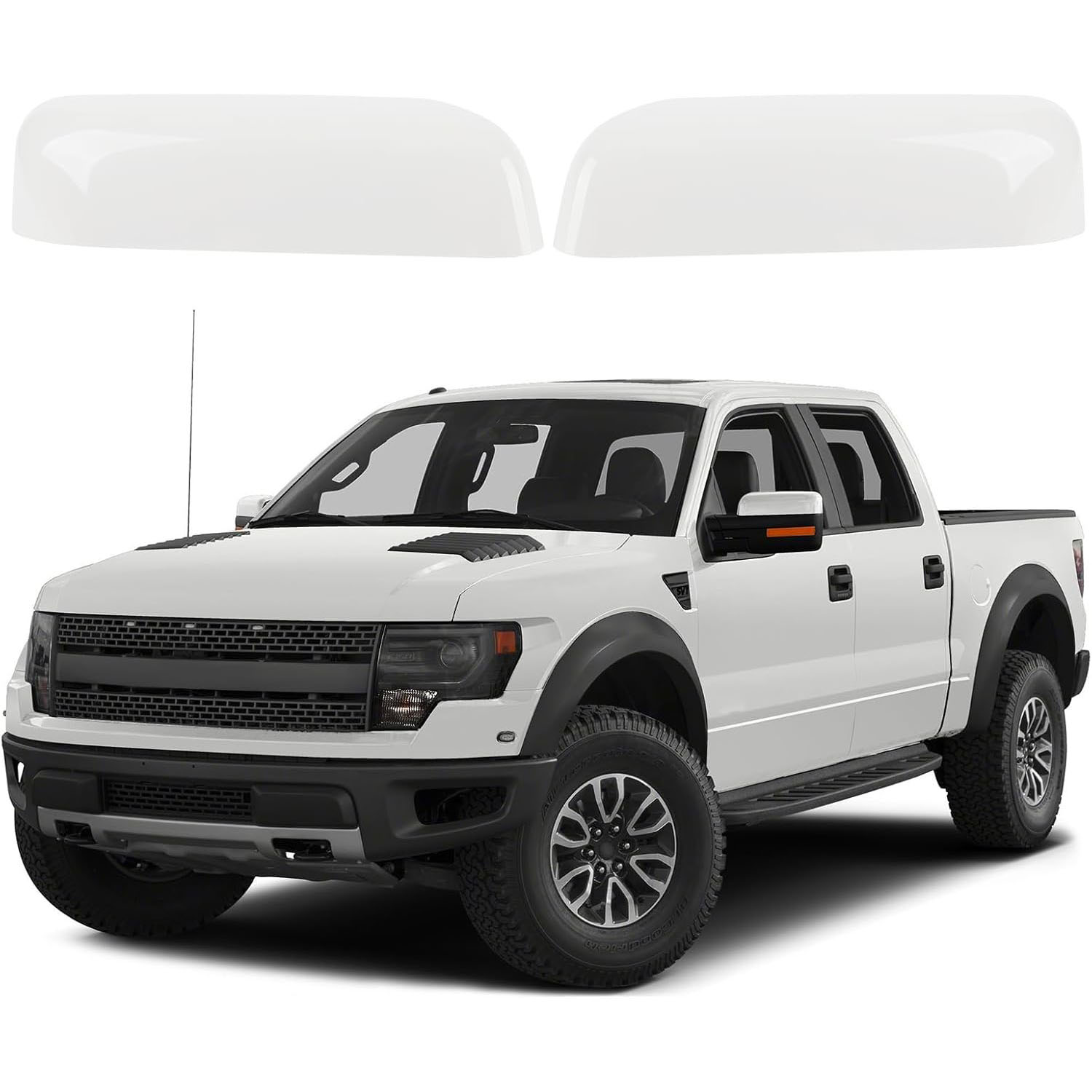 Covelta White Top Half Mirror Cover Caps Replacement for 2009-2014 Ford F-150