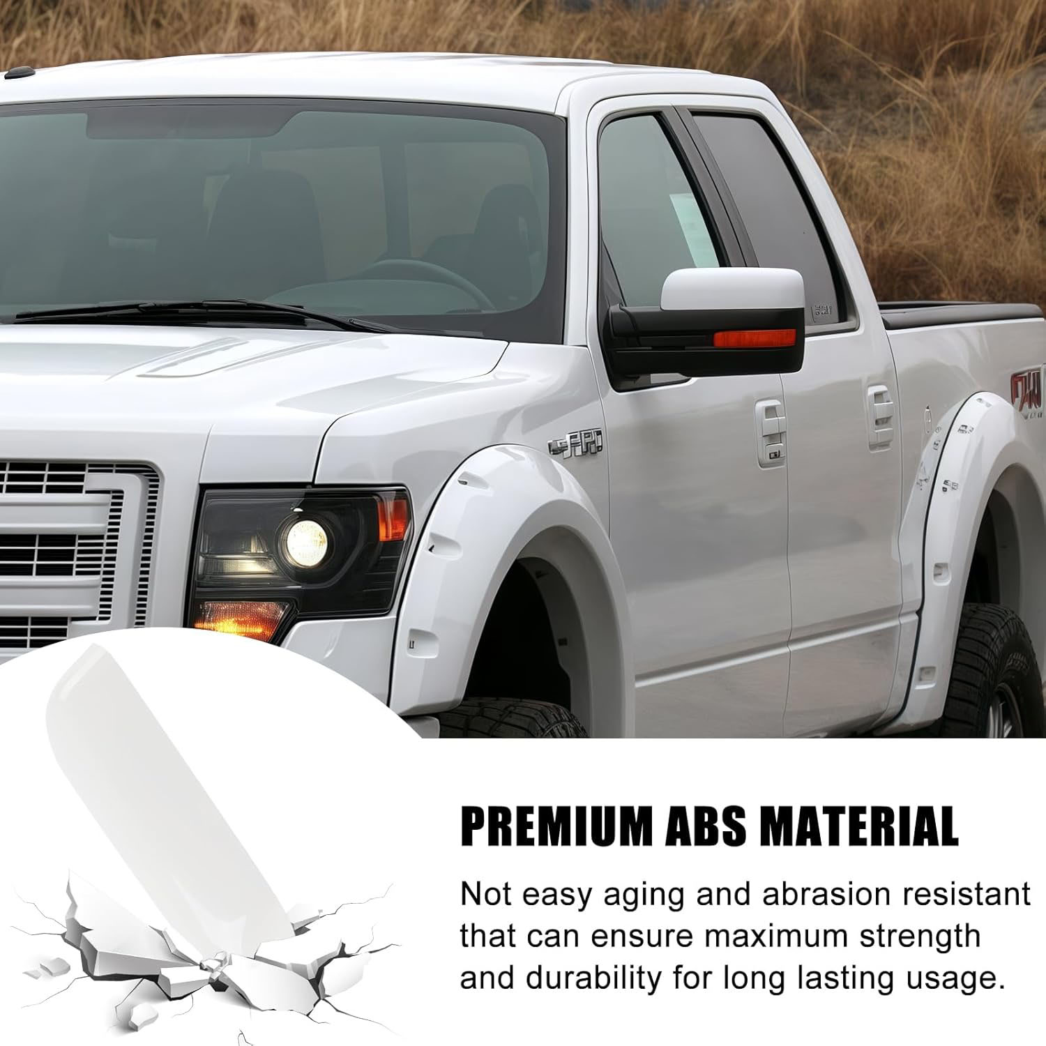 Covelta White Top Half Mirror Cover Caps Replacement for 2009-2014 Ford F-150
