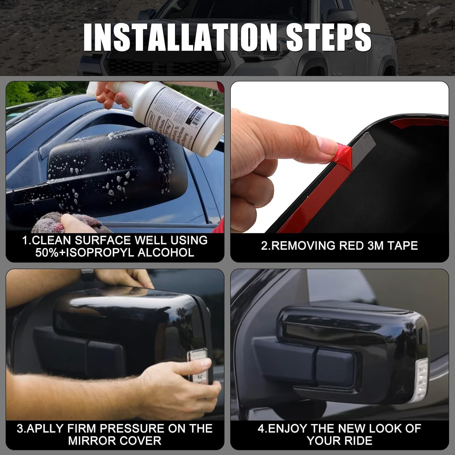 Covelta Gloss Black Mirror Cover Caps Replacement for 2021-2025 Ford F-150 with Turn Signal