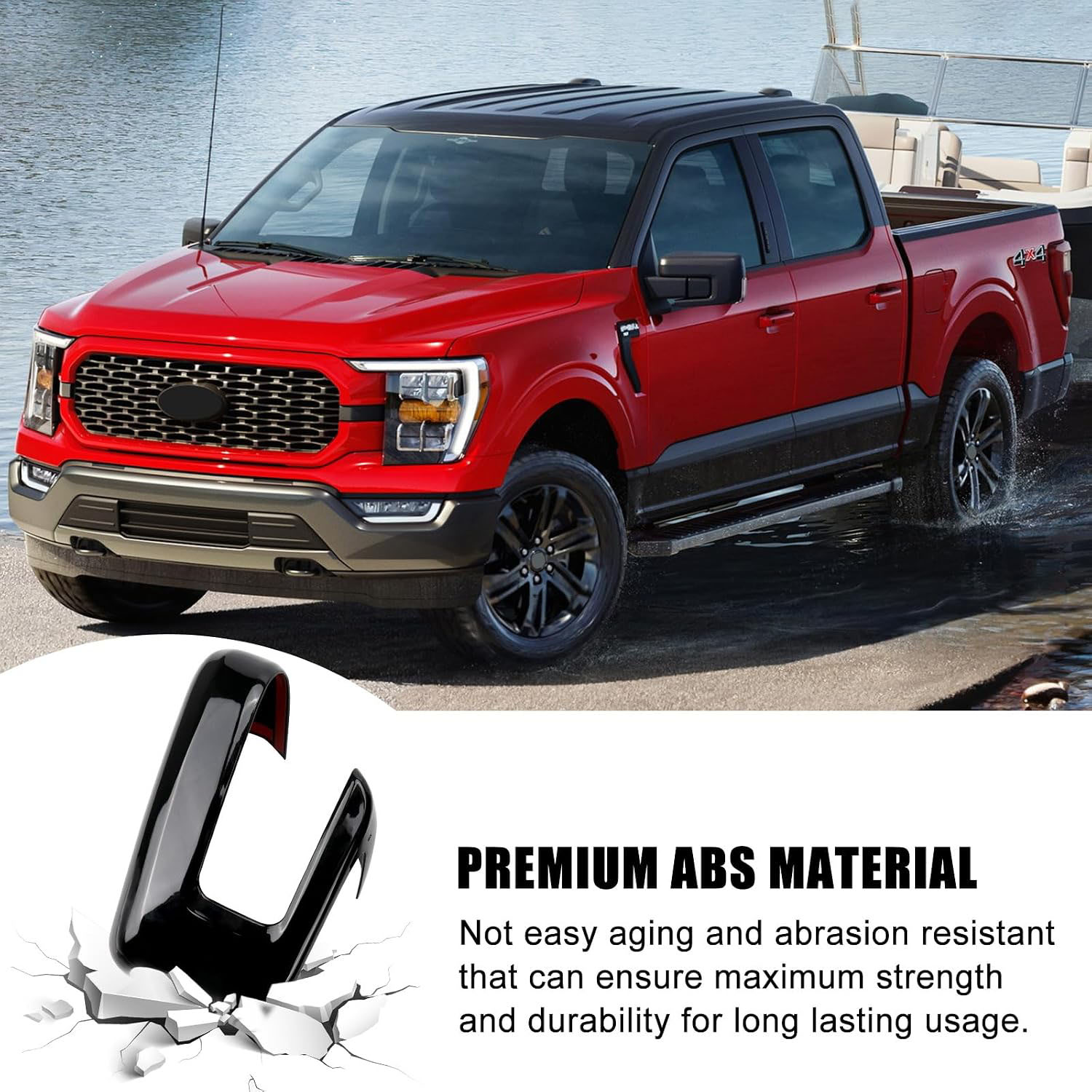 Covelta Gloss Black Mirror Cover Caps Replacement for 2021-2025 Ford F-150 with Turn Signal