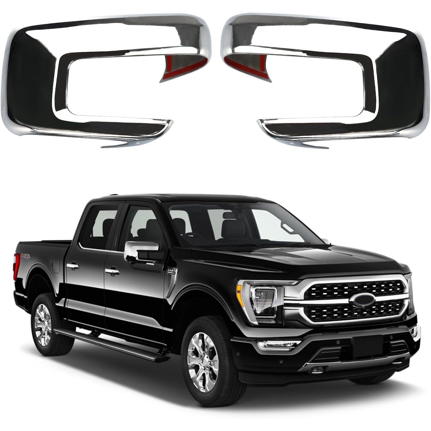 Covelta Chrome Mirror Cover Caps Replacement for 2021-2025 Ford F-150 with Turn Signal
