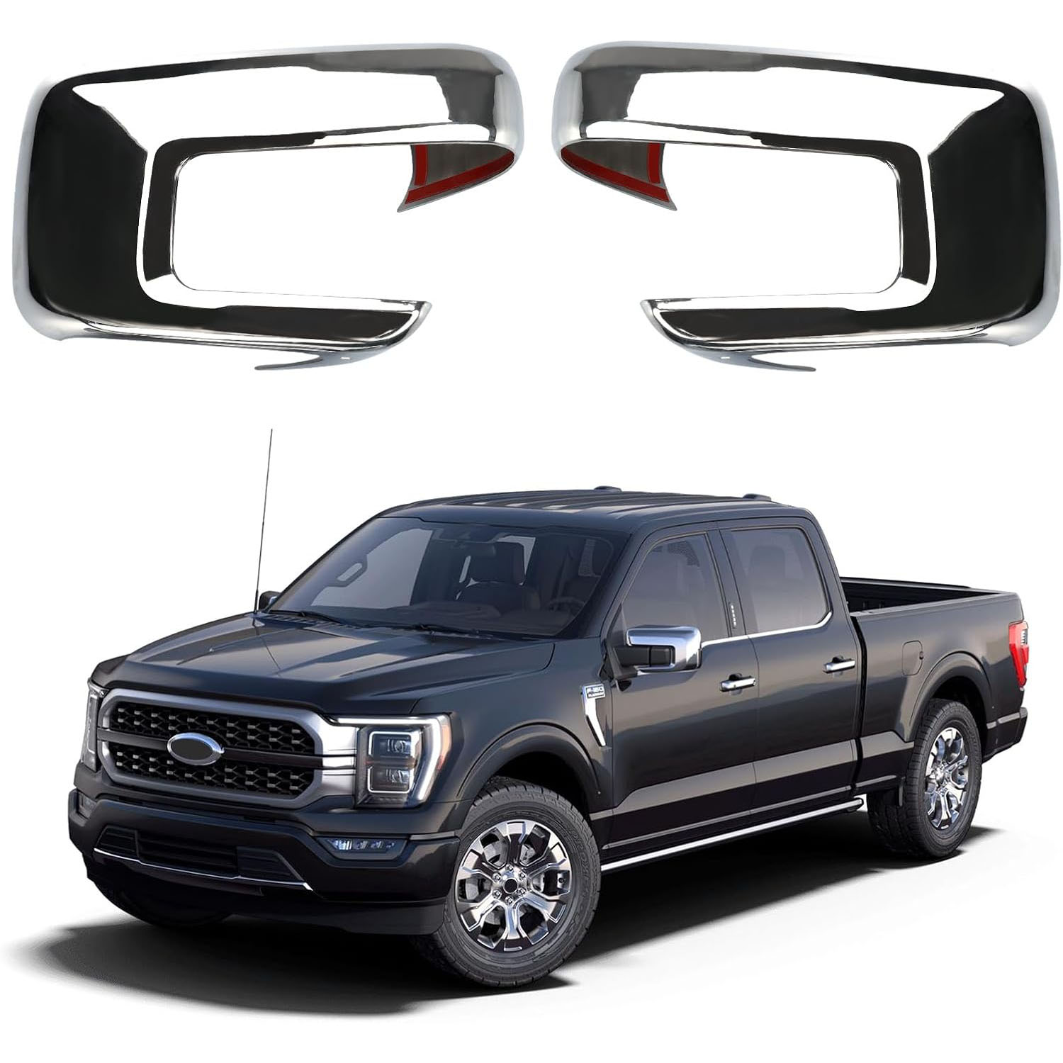 Covelta Chrome Mirror Cover Caps Replacement for 2021-2025 Ford F-150 with Turn Signal