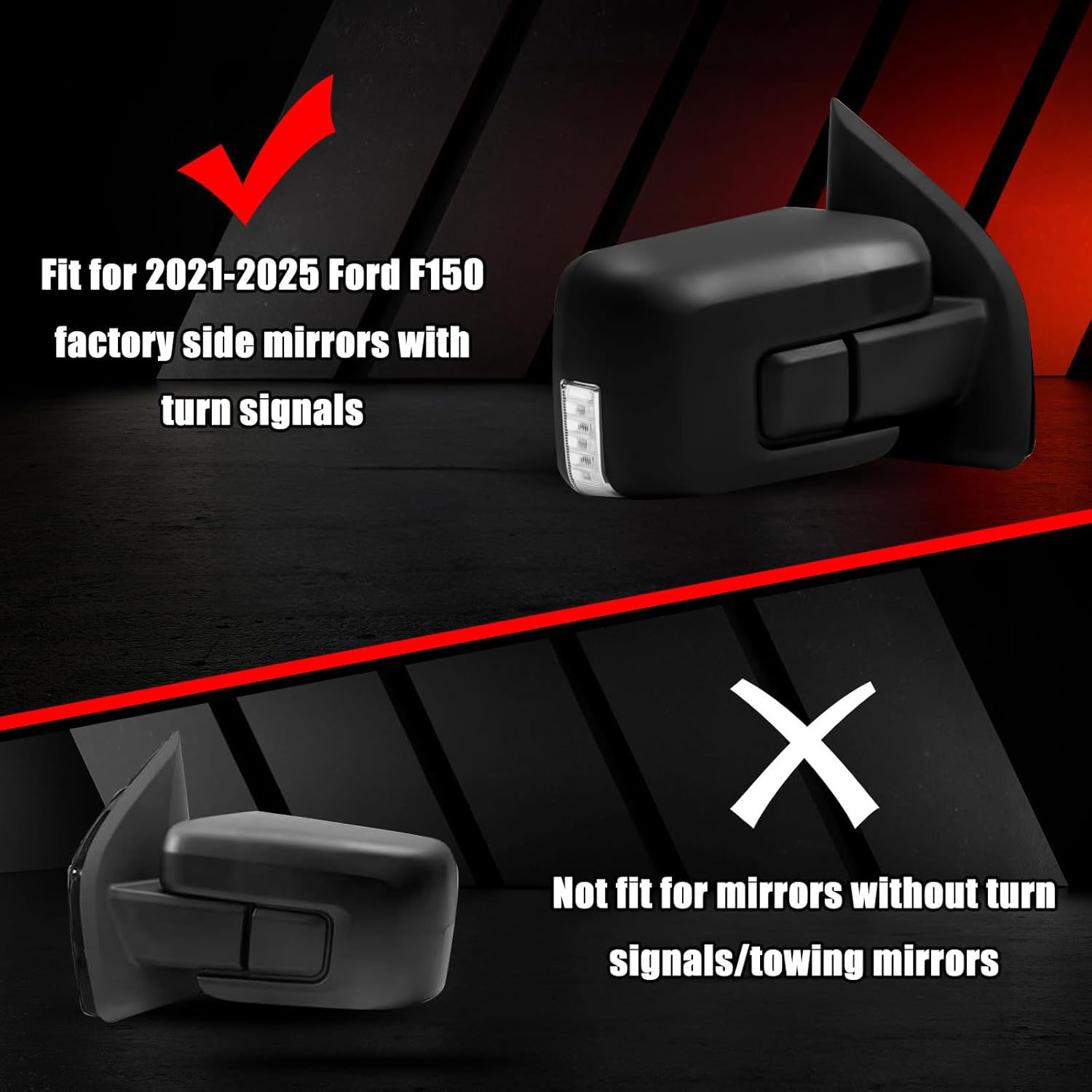 Covelta Chrome Mirror Cover Caps Replacement for 2021-2025 Ford F-150 with Turn Signal
