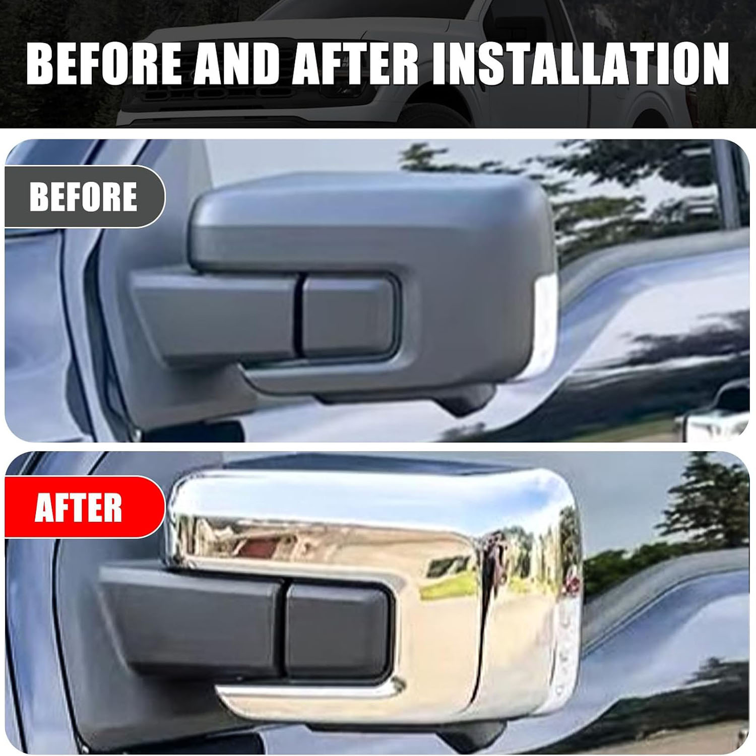 Covelta Chrome Mirror Cover Caps Replacement for 2021-2025 Ford F-150 with Turn Signal