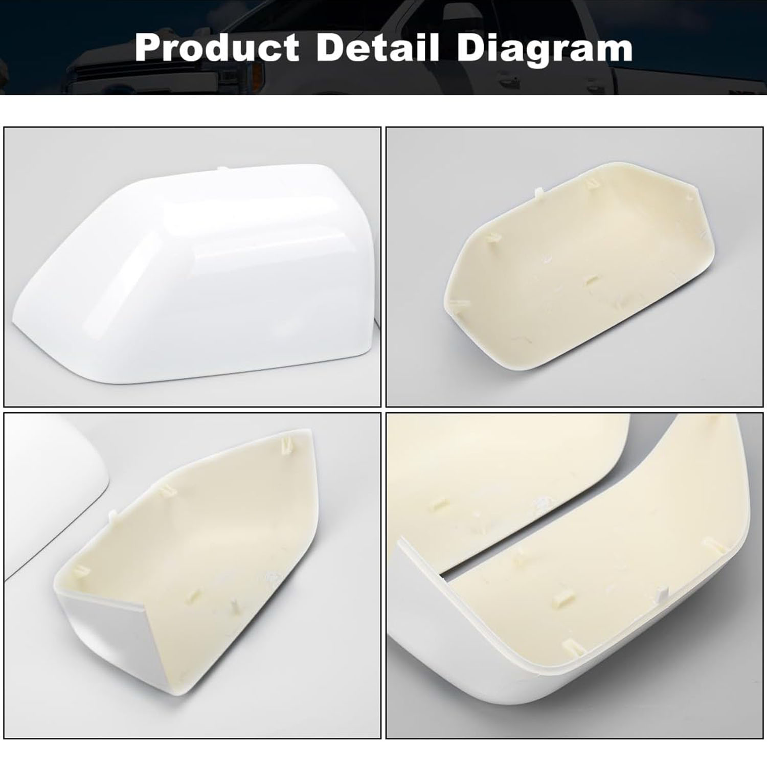 Covelta White Tow Mirror Cover Caps Replacement for 2017-2024 Ford F250 F350 F450 F550 Super Duty
