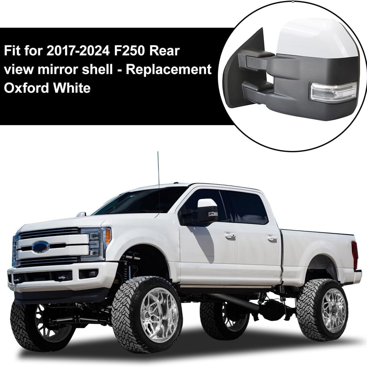 Covelta White Tow Mirror Cover Caps Replacement for 2017-2024 Ford F250 F350 F450 F550 Super Duty