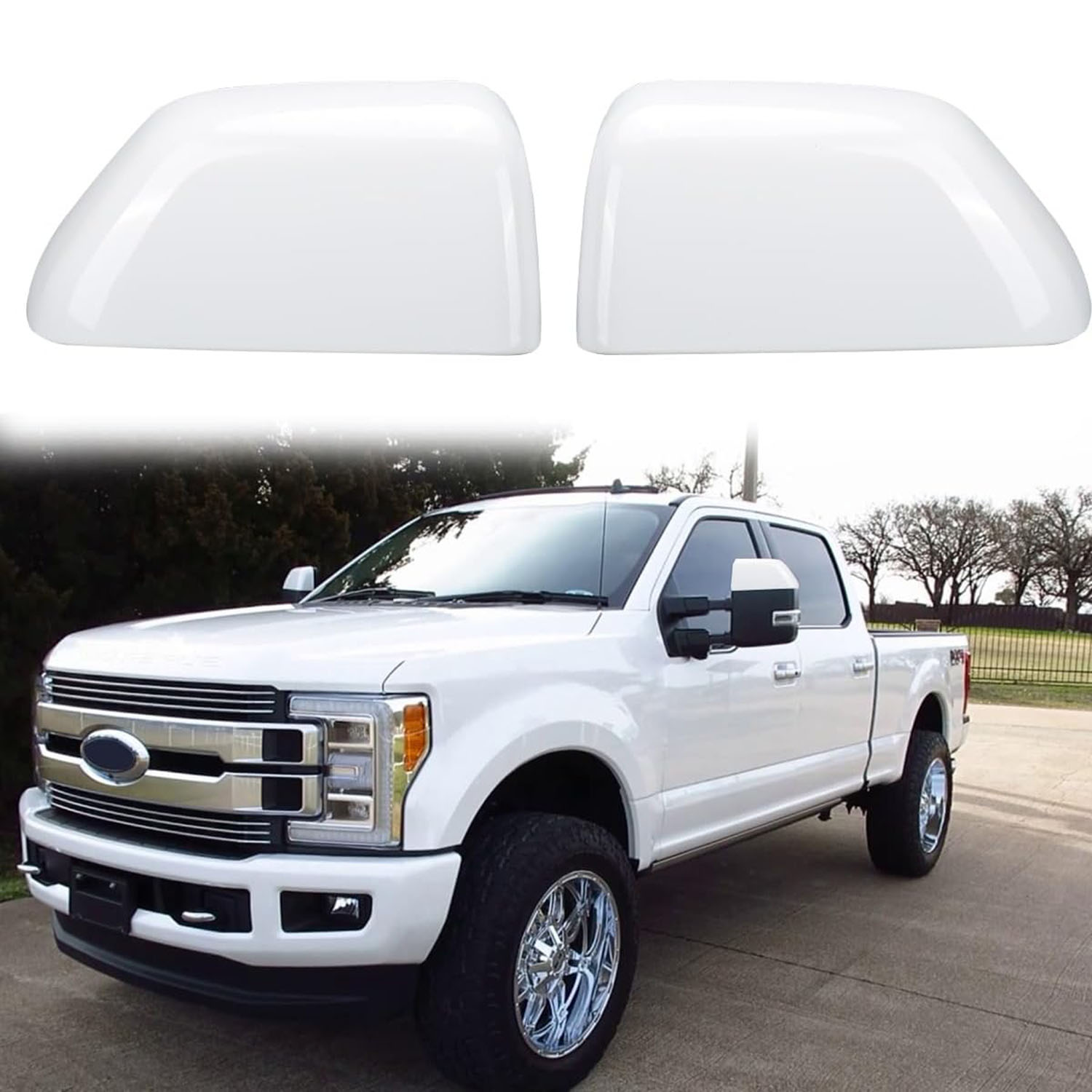 Covelta White Tow Mirror Cover Caps Replacement for 2017-2024 Ford F250 F350 F450 F550 Super Duty
