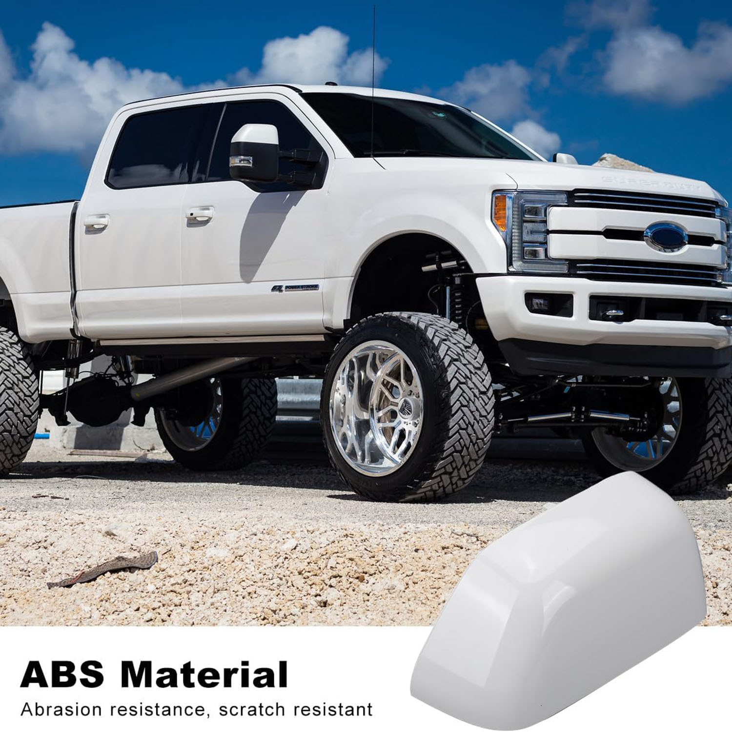 Covelta White Tow Mirror Cover Caps Replacement for 2017-2024 Ford F250 F350 F450 F550 Super Duty