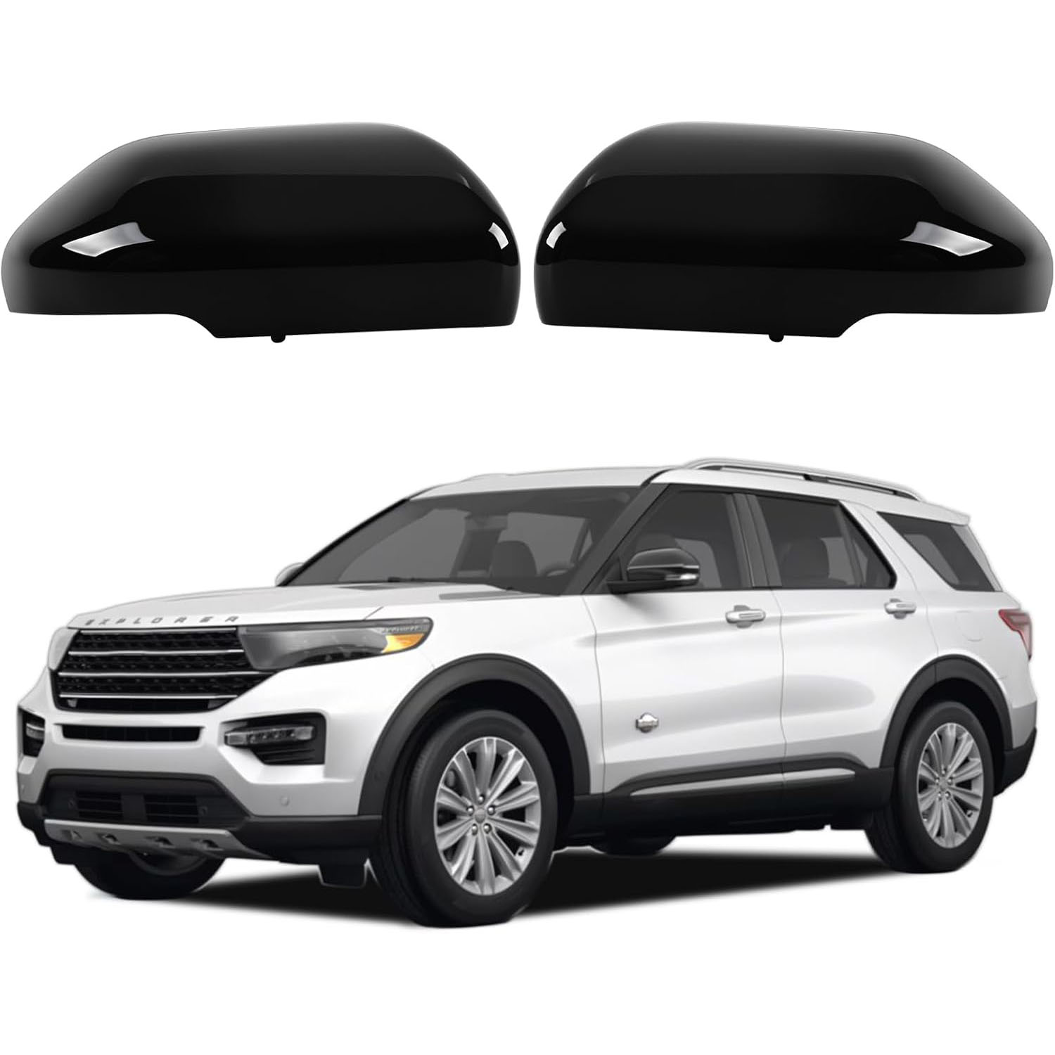Covelta Glossy Black Mirror Cover Caps Replacement for 2020-2025 Ford Explorer with Turn Signal