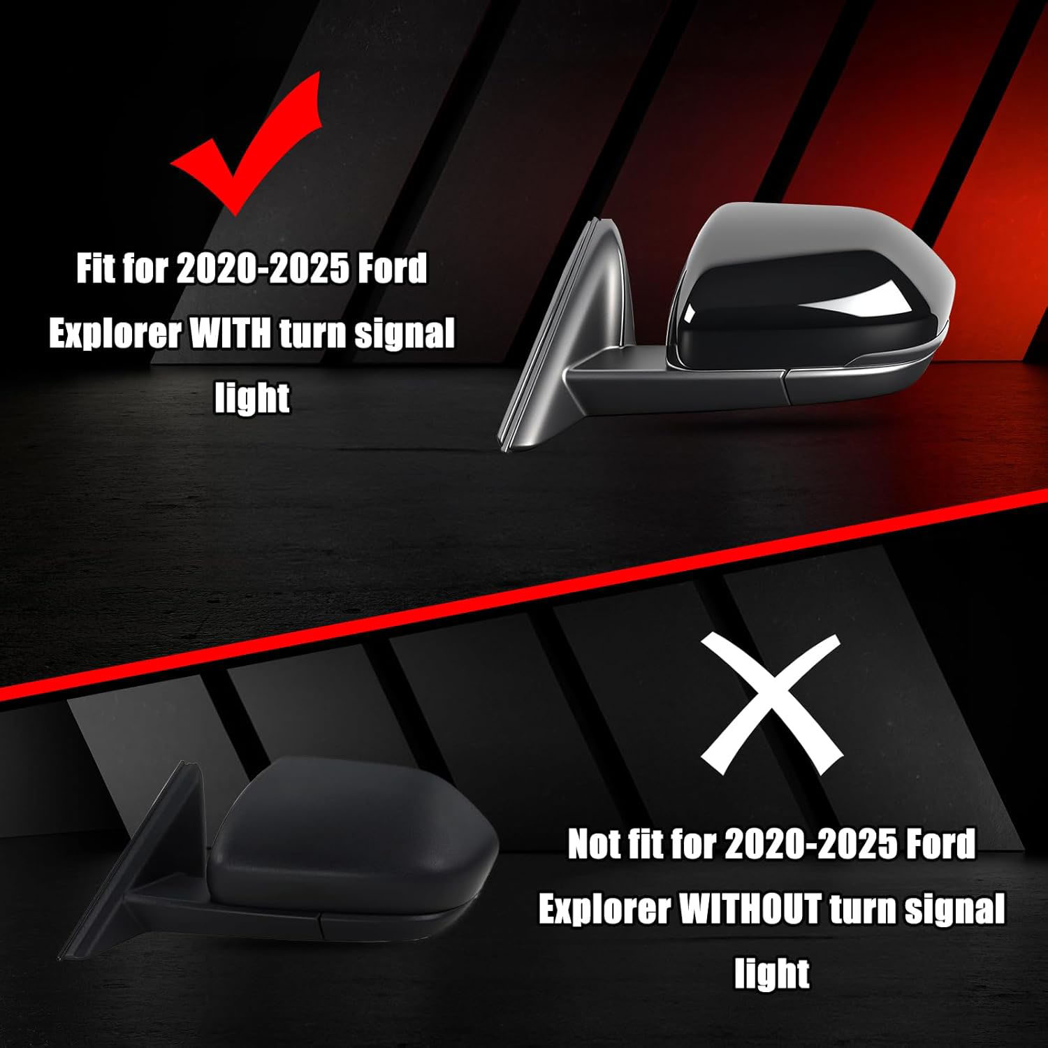 Covelta Glossy Black Mirror Cover Caps Replacement for 2020-2025 Ford Explorer with Turn Signal