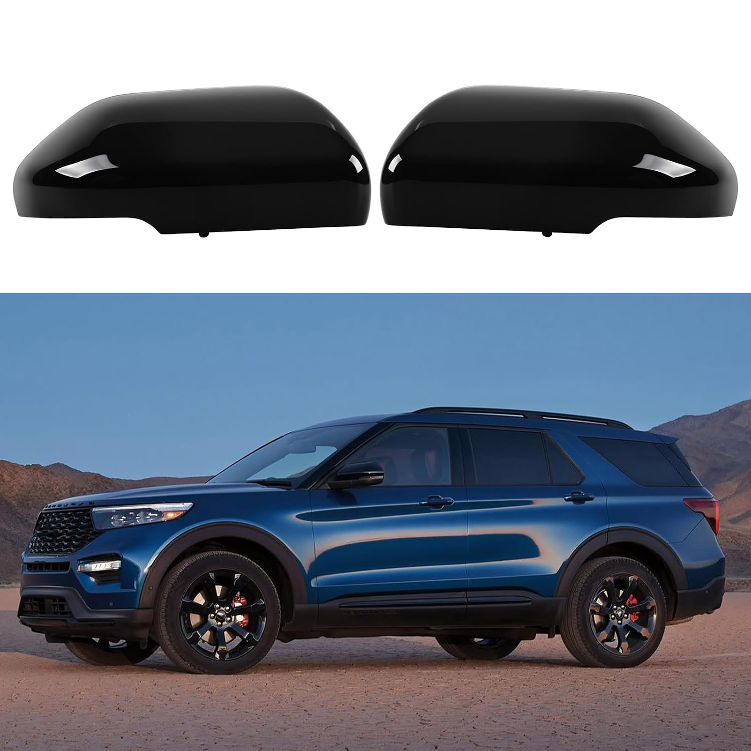 Covelta Glossy Black Mirror Cover Caps Replacement for 2020-2025 Ford Explorer with Turn Signal