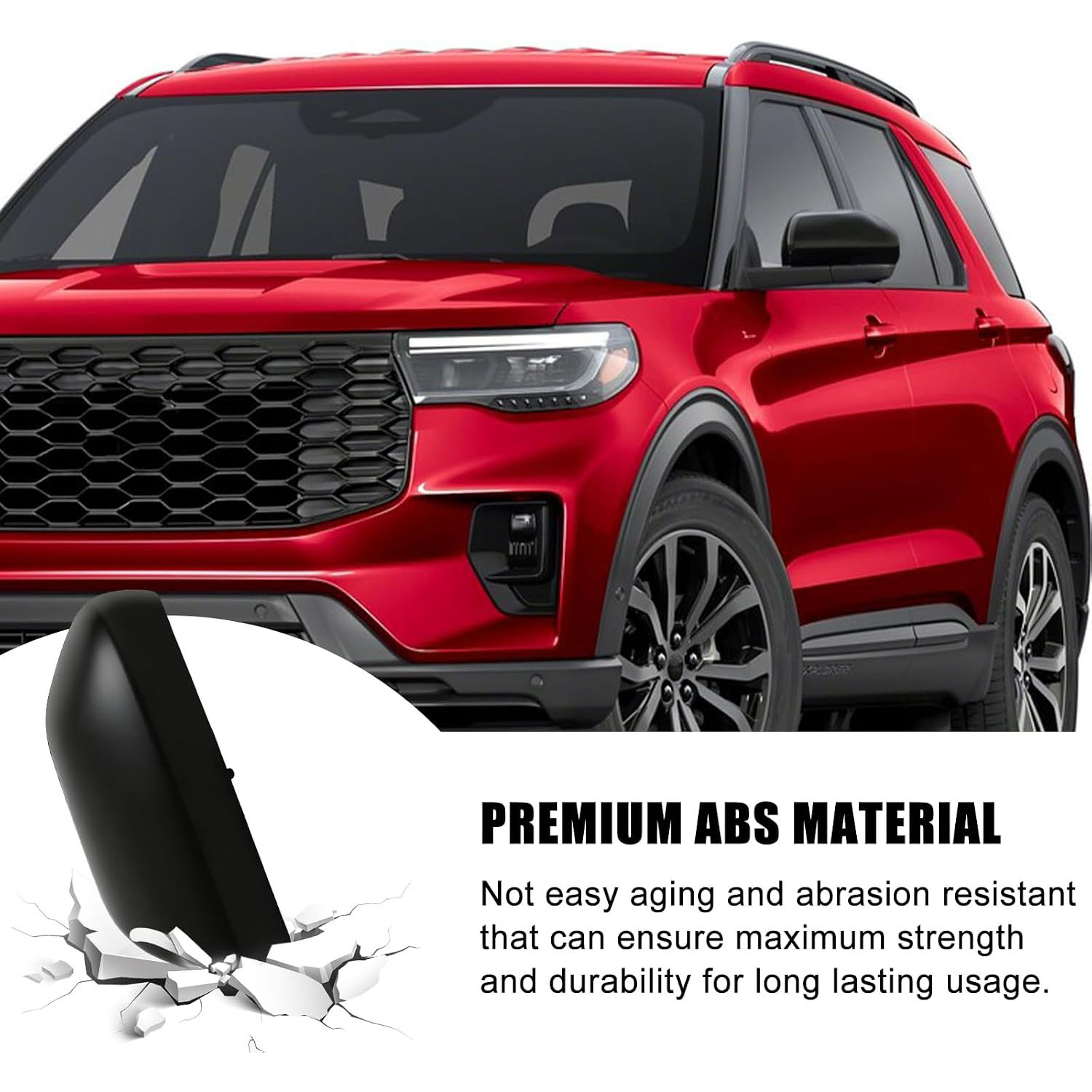 Covelta Textured Black Left Mirror Cover Cap Replacement for 2020-2025 Ford Explorer Without Turn Signal
