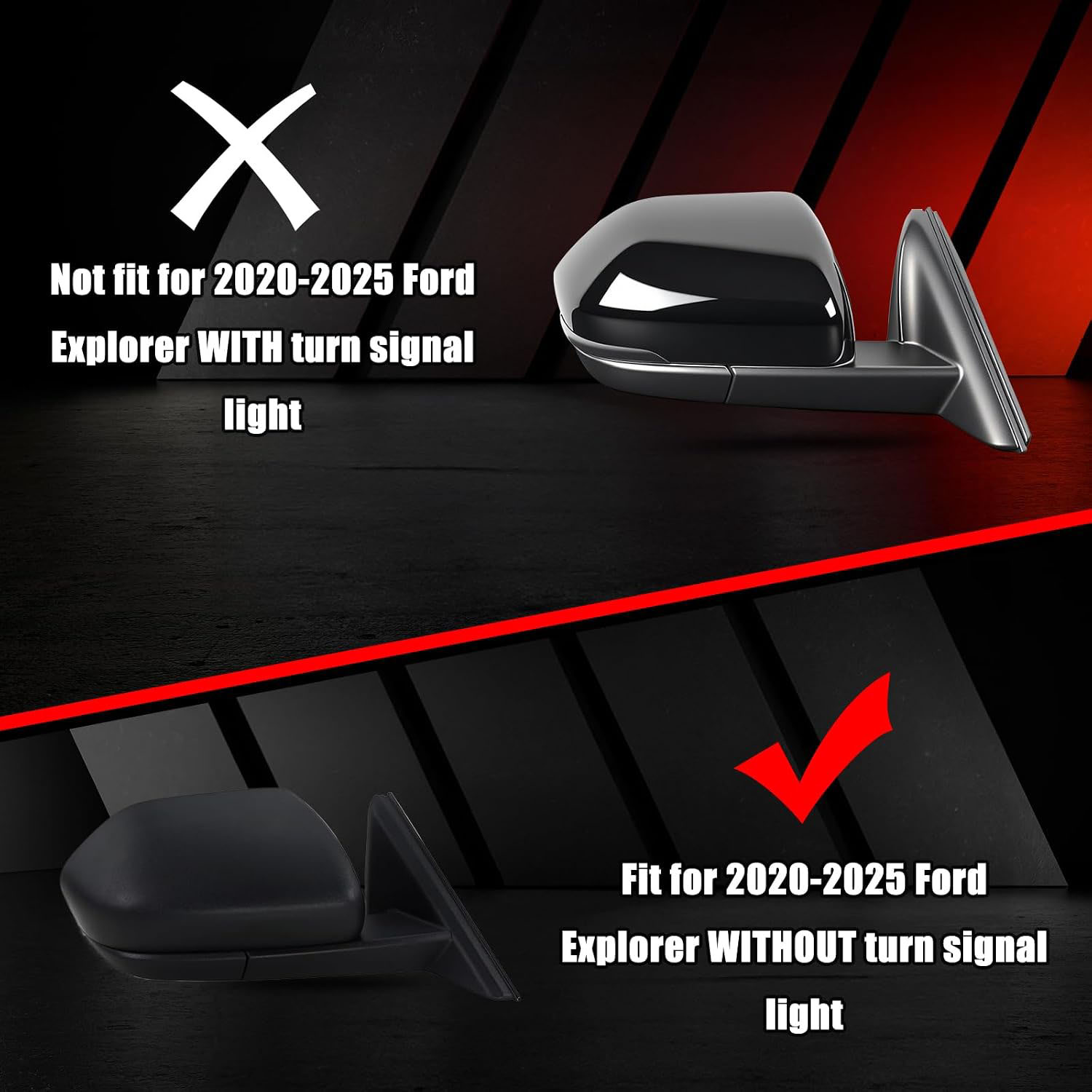 Covelta Textured Black Left Mirror Cover Cap Replacement for 2020-2025 Ford Explorer Without Turn Signal