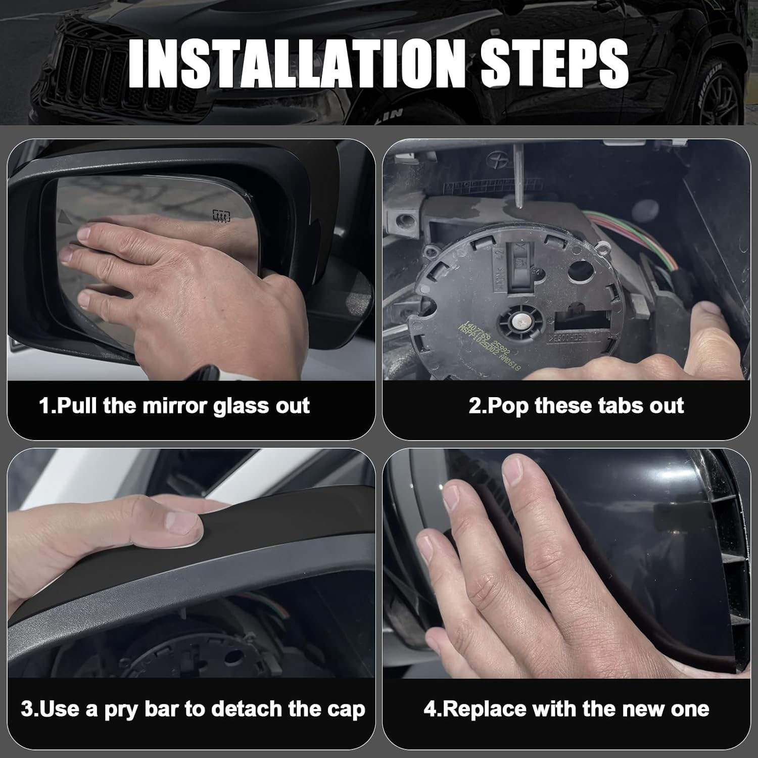 [Copy]Covelta Textured Black Left Mirror Cover Cap Replacement for 2020-2025 Ford Explorer Without Turn Signal